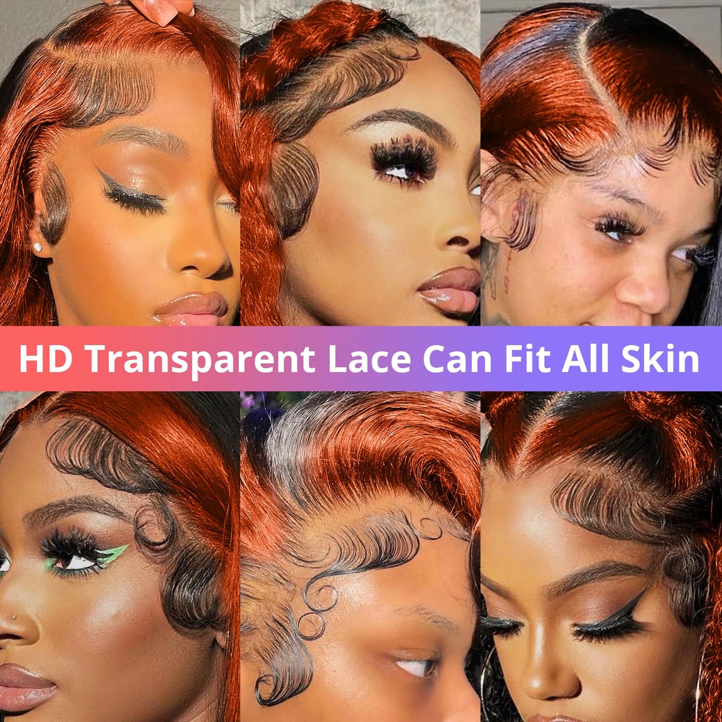 200% Density 13X6 Ginger Lace Front Wigs Human Hair Pre Plucked for Women Ombre 13X6 HD Transparent Ginger Orange Lace Front Wigs Human Hair Glueless Ginger Colored Lace Front Wigs Human Hair (26Inch)
