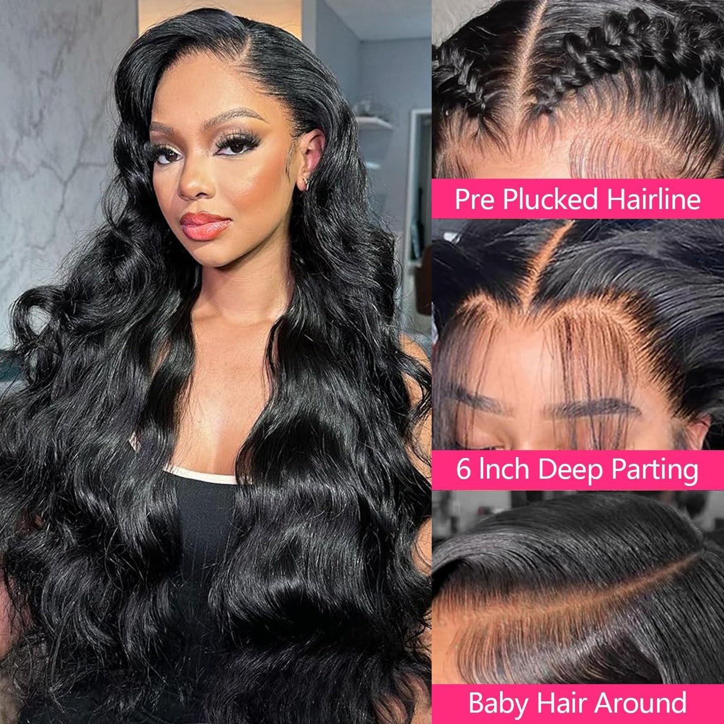 GVRR 26 Inch Body Wave Lace Front Wigs Human Hair 180% Density 13x6 Lace Front Wigs Human Hair Pre Plucked 13x6 HD Lace Frontal Wigs Human Hair Lace Front Wigs for Women