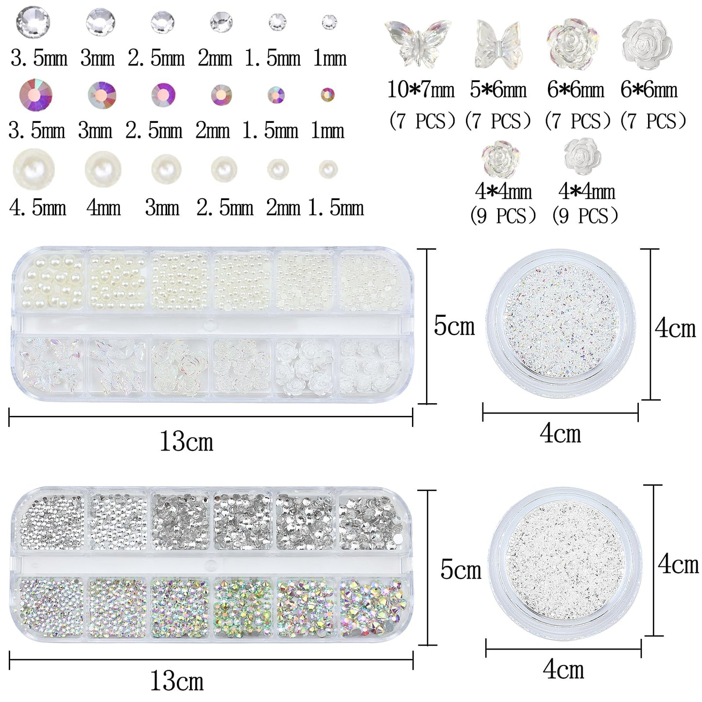 4 Boxes Nail Rhinestones and Pearls Nail Charms, 11000 PCS Crystals Nail Gems and Rhinestones for Nails, Nail Jewels Nail Art Supplies Luxurious Nail Accessories for Women Nail Decorations