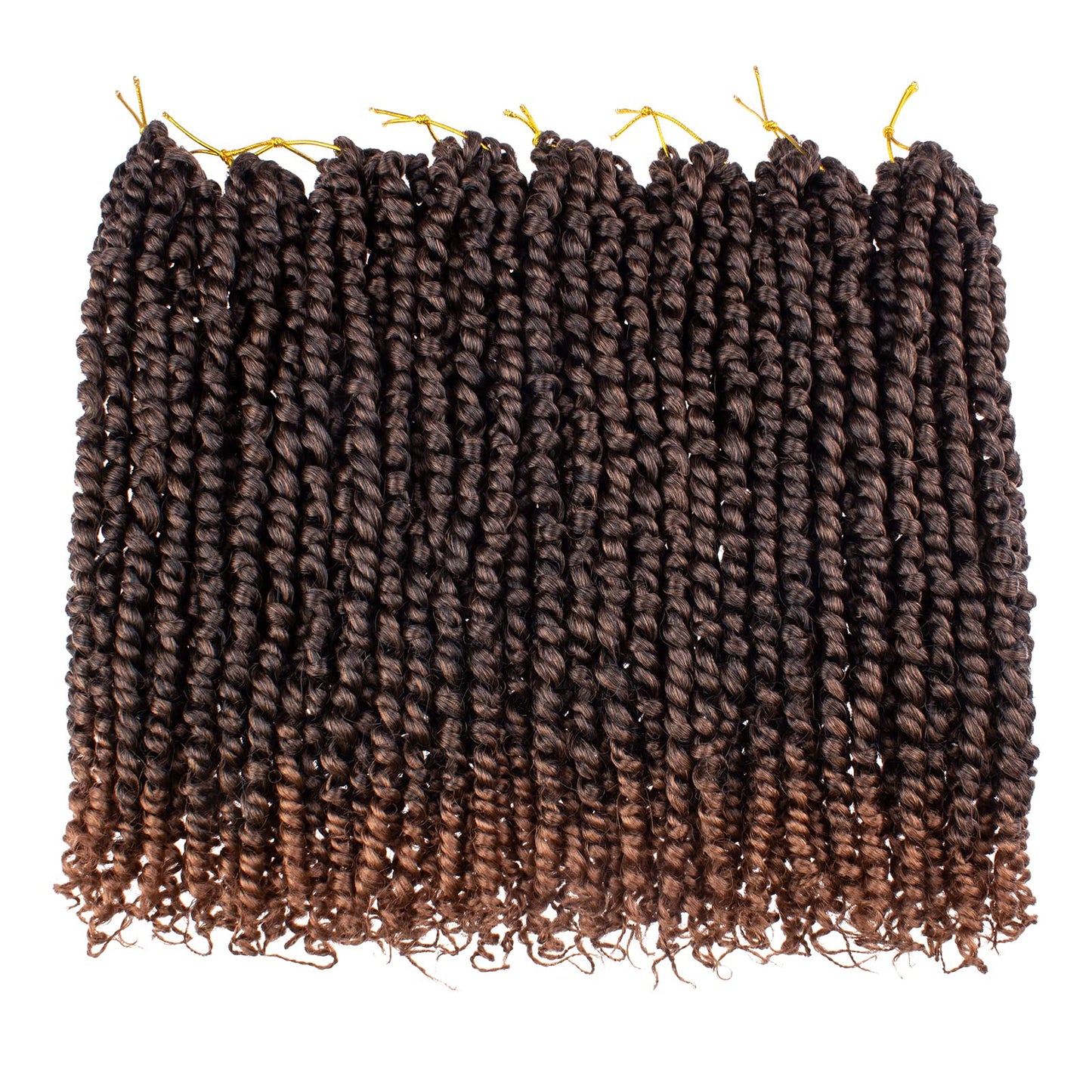 Leeven Crochet Hair for Women 14 Inch Pre Twisted Passion Twist Hair 8 Packs Ombre Brown Pre Looped Bomb Crochet Passion Twists Short Bohemian Braids Synthetic Hair Extensions #T30
