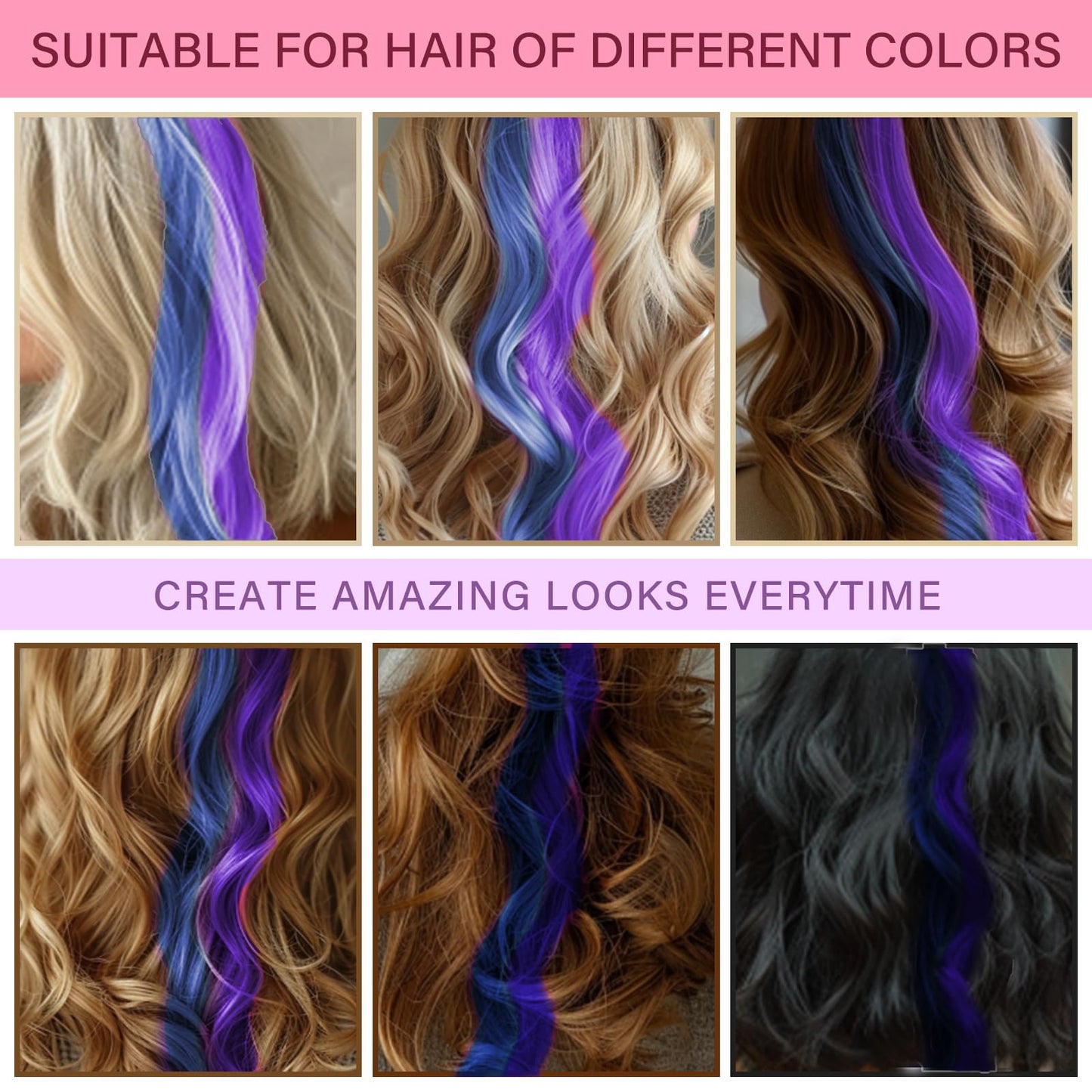 Hair Chalk for Kids Girls, Blue Purple Temporary Hair Color Dye, Washable Hair Chalk Comb - Kids Hair Dye Makeup For Party Halloween Christmas Birthday Cosplay Festivals