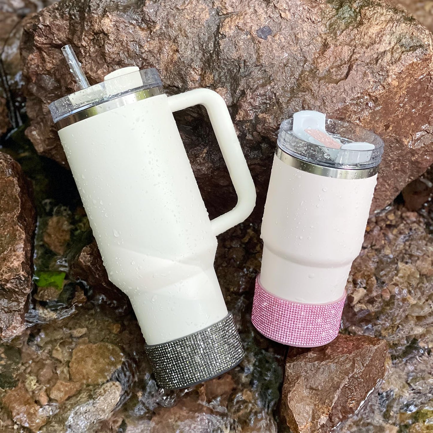 WORBSS Diamond Glitter Silicone Boot for Stanley H2.0 Tumbler 20-30oz Accessories for 2.8-2.9 inch Trapezoidal Cylinder Base Water Bottles Bottom Anti-Slip Protector Sleeve Cover Bumper Decoration