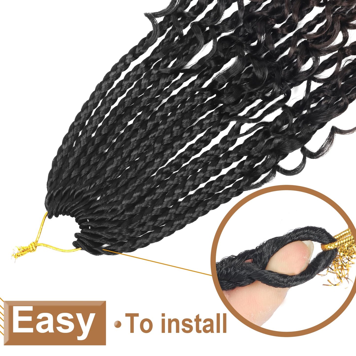 Goddess Box Braids Crochet Hair With Curly Ends 10 Inch Bohomian Box Braids Crochet Braids 8 Packs 3X Crochet Braids Synthetic Braiding Hair Extension for Black Women (10 Inch (Pack of 8), 1B-4-30)……