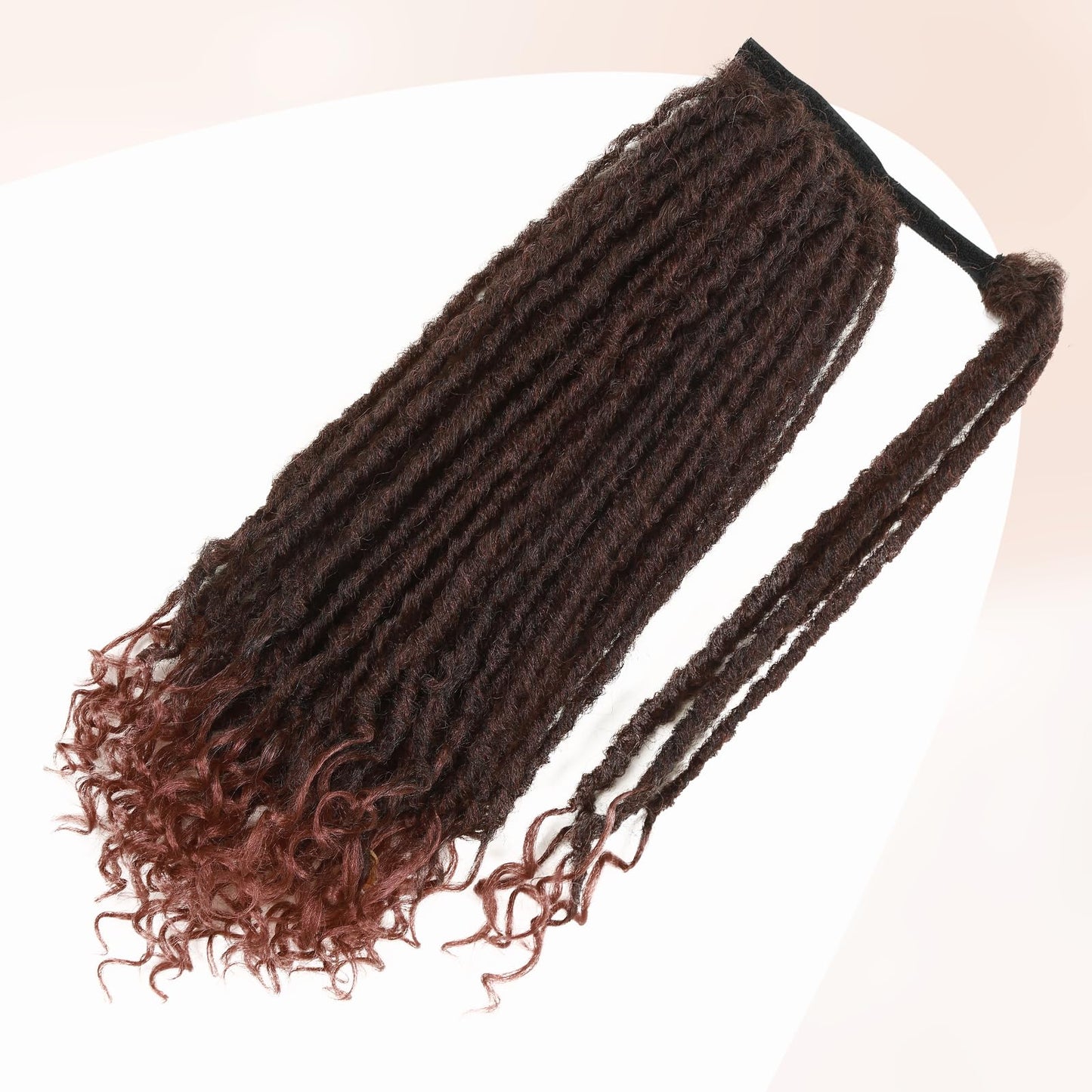 WIGER Ombre Ginger Medium Length Coily Curly Ponytails Clip In Dreadlock Ponytail Extensions Faux Locs Twisted Hairpiece for Black Women Goddess Locs Wrap Around Synthetic Fake Pony Hair