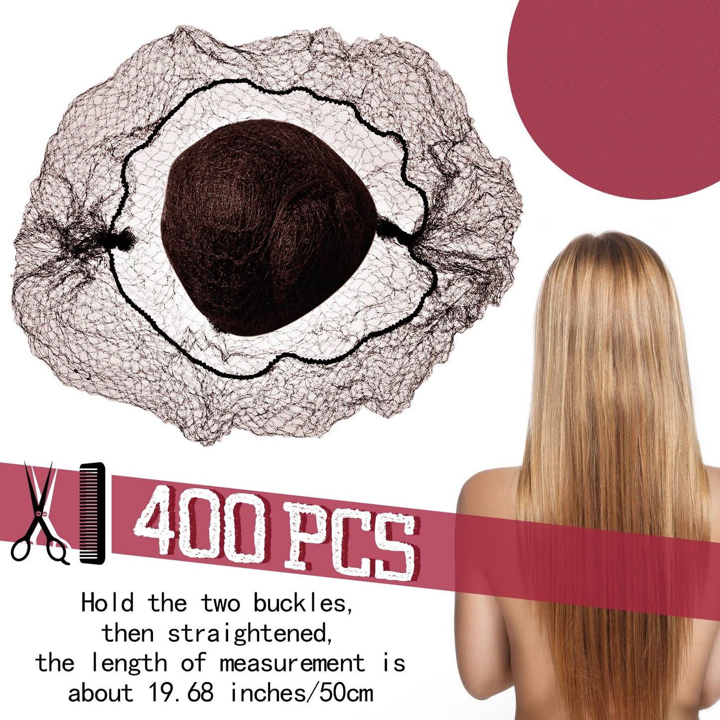 400 Pcs Hair Nets for Women Hair Nets for Food Service Invisible Elastic Edge Mesh 20 Inches Hair Nets, Ballet Dance Hair Bun(Dark Brown)