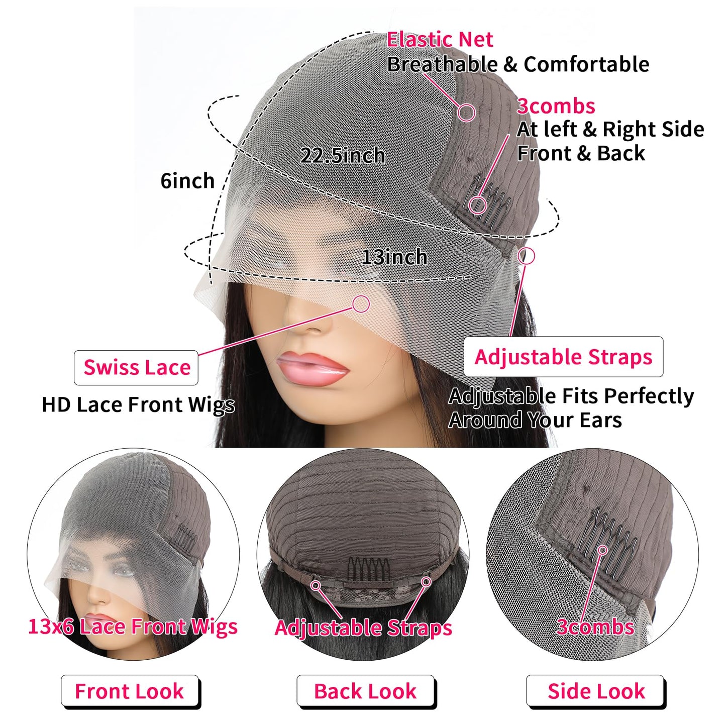 13x6 Water Wave Lace Front Wigs Human Hair Wigs 10A 250 Density HD Transparent Wet and Wavy Lace Front Wigs Human Hair Glueless Deep Curly Lace Frontal Wigs Human Hair Pre Plucked for Women (22 Inch)