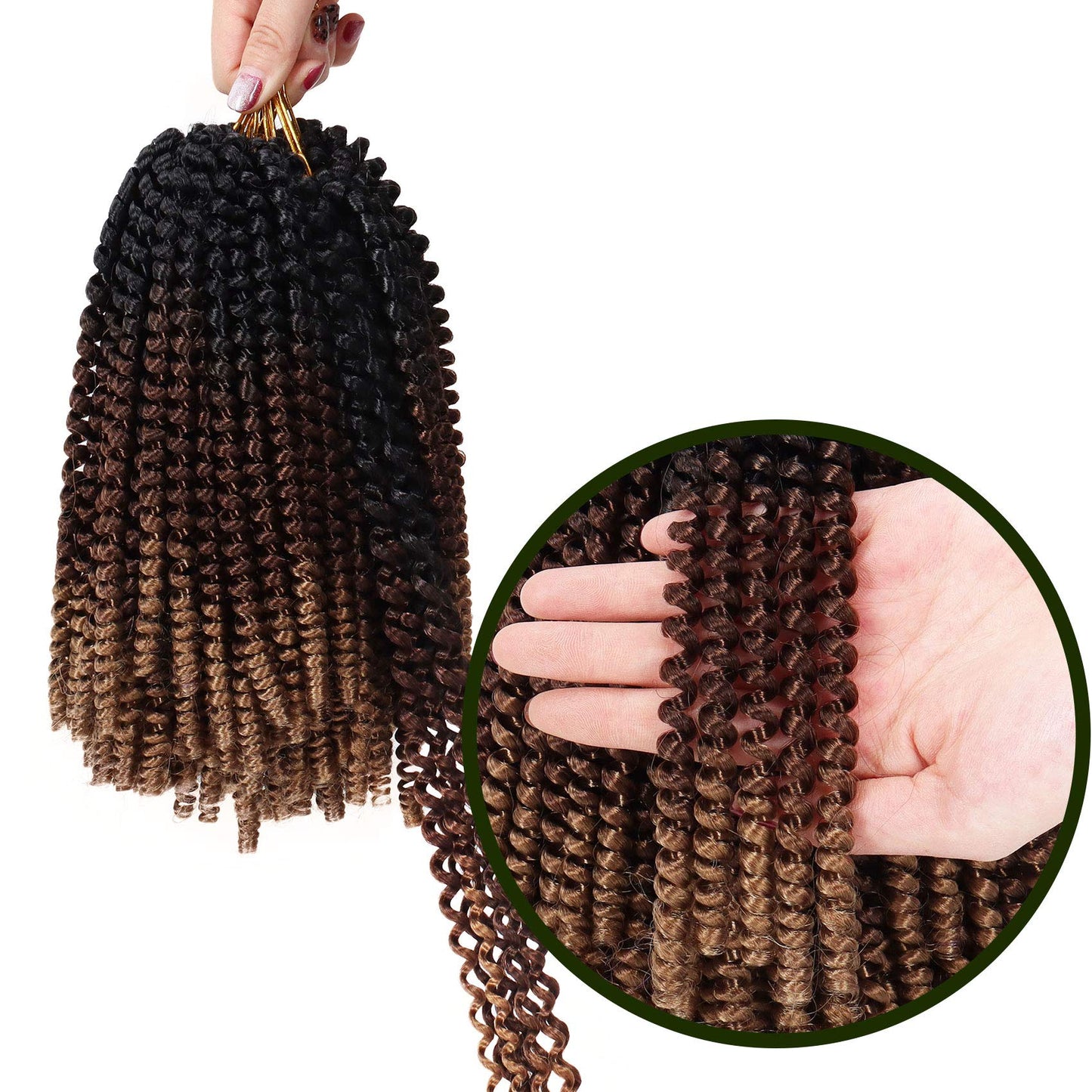 6 Packs Spring Twist Braiding Hair Bomb Twist Hair Synthetic Fiber Fluffy Twist Crochet Braids Low Temperature Hair for Women Braiding Hair(8inch,T1B/30/27)