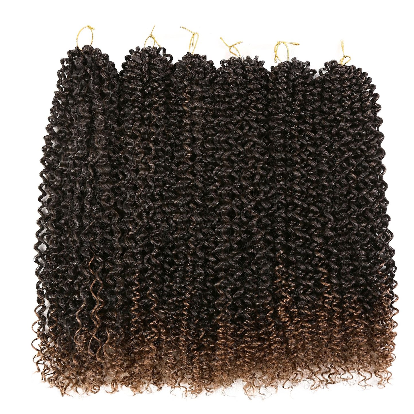 WIGER Kinky Curly Braiding Hair Marlybob Crochet Hair Ombre Brown Jerry Curly Passion Twist Hair 18 Inches Long Curly Crochet Braids for Women Synthetic Kinky Twisted Hair Extensions (6 Packs, 1B/30)