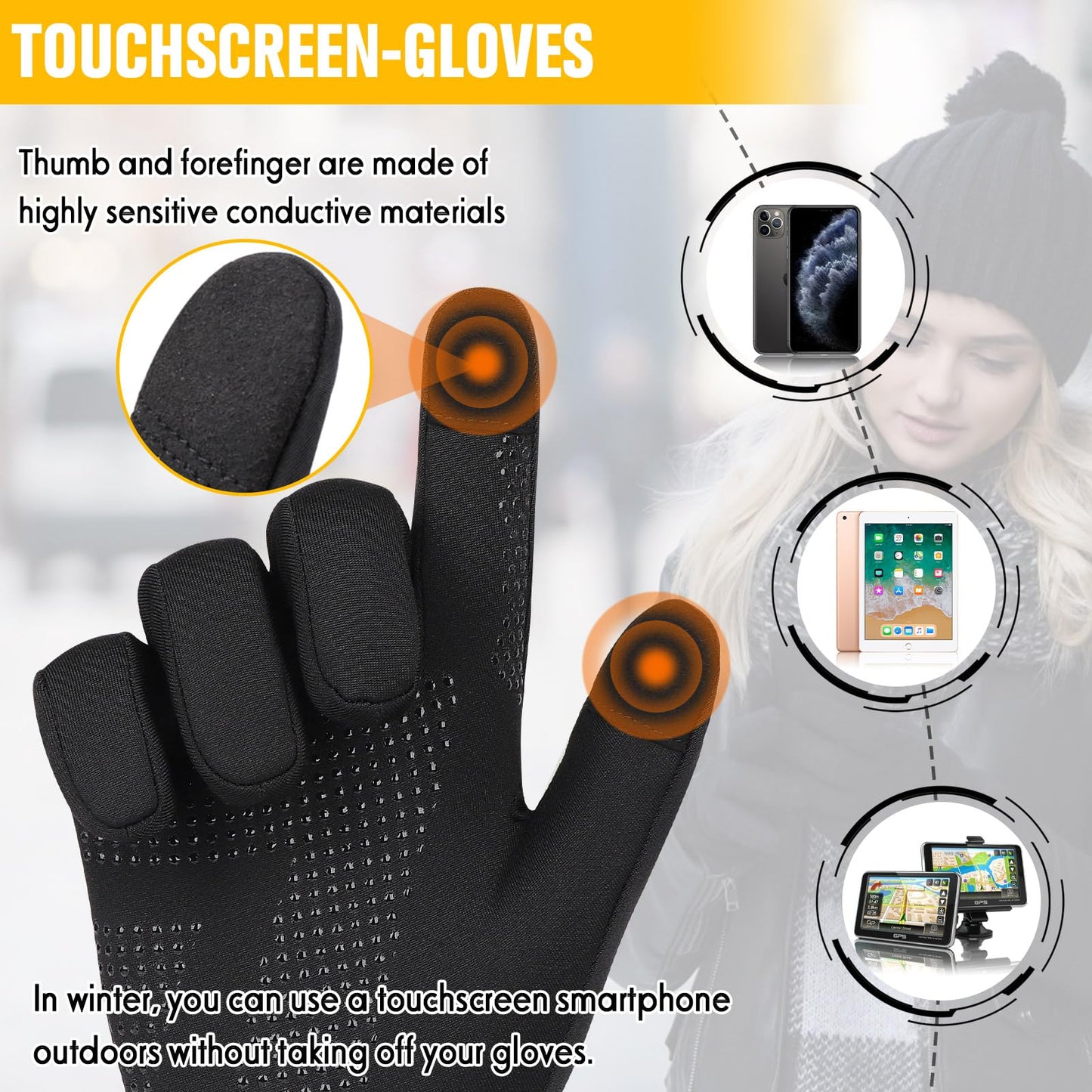 GXCROR Running Gloves Touchscreen Anti-Slip Gloves Lightweight Fleece Sports Gloves Warm Windproof Winter Glove Liner for Men and Women Outdoor
