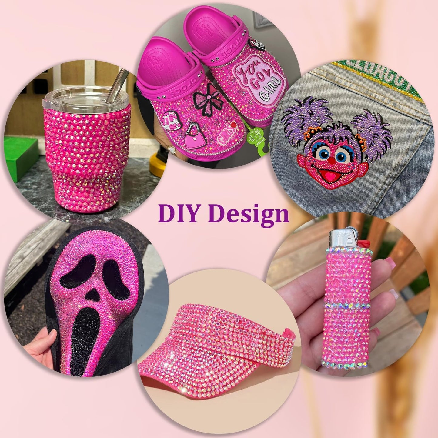 16000Pcs Resin Jelly Rhinestones with Tweezers for Crafting, Hot Pink AB 2-6mm Mixed Sizes Flatback Gems, Bedazzling Crystal for DIY Crafts Clothing Tumblers Mugs Shoes Fabric Nail Art