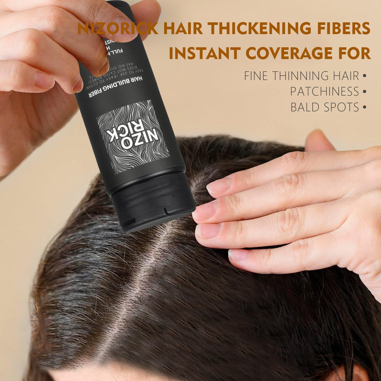 NIZORICK Hair Fibers for Thinning Hair,Hair Building Fibers Instantly Thicker & Fuller Look,Conceals Hair Loss Fill In Fine Hair Powder for Women and Men(30g/1.05oz) (New Black)