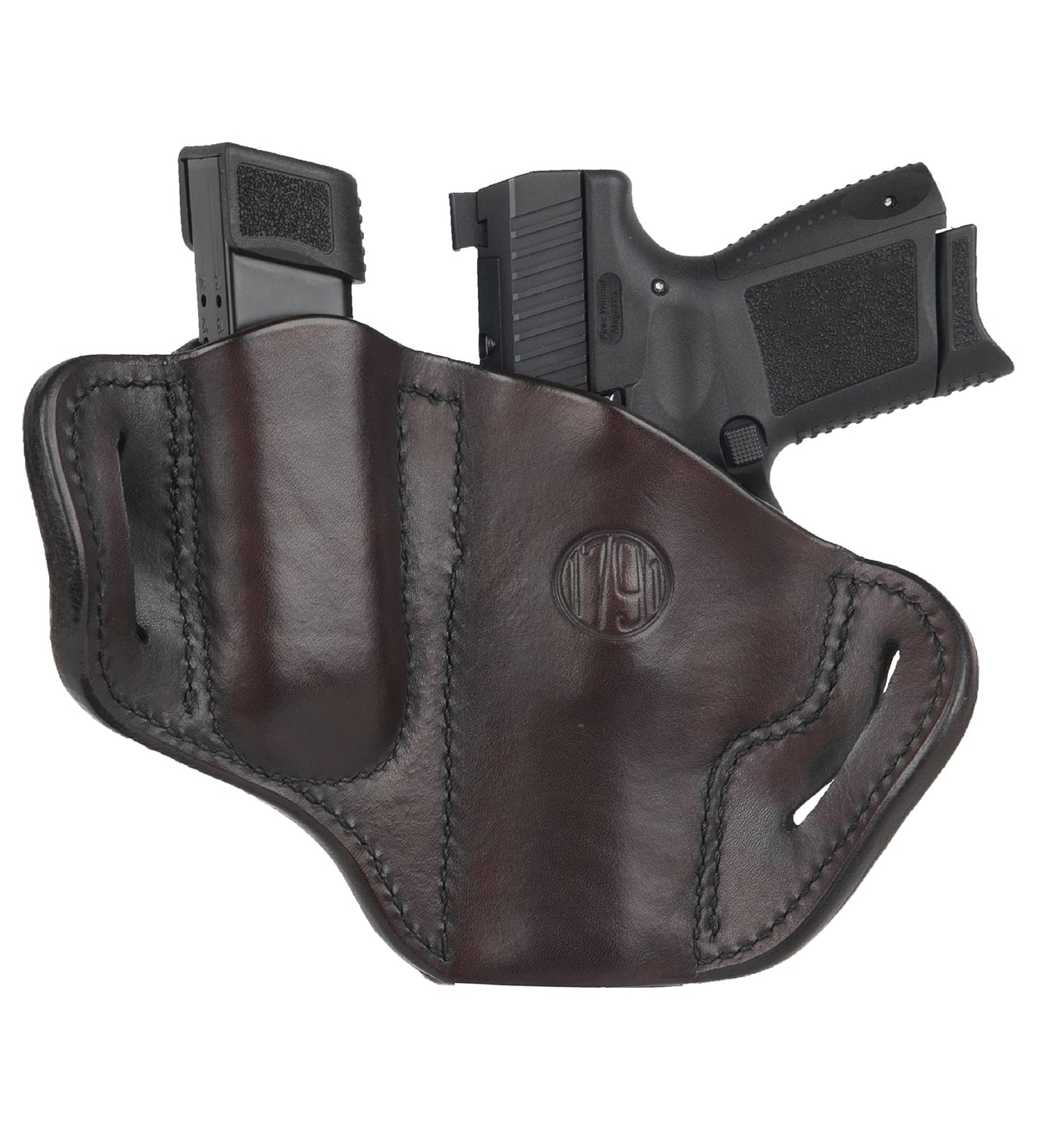 1791 GUNLEATHER P320c Holster, OWB Leather Gun and Mag Belts Holster. Compatible with Sig P320c, P229c, HK VP9sk, HK P2000, HK 45c, and Most compacts with Rails