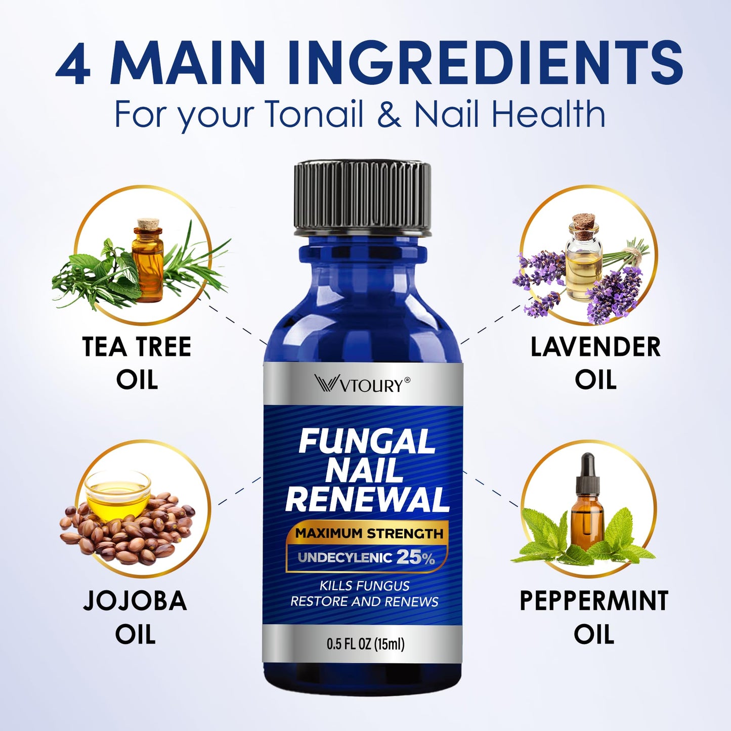 2 Bottle Toenail Fungus Treatment Extra Strength, 25% Undecylenic Acid, Tea Tree Oil, Toe Nail Fungus Treatments, Toe Fungus Treatment for Toenail