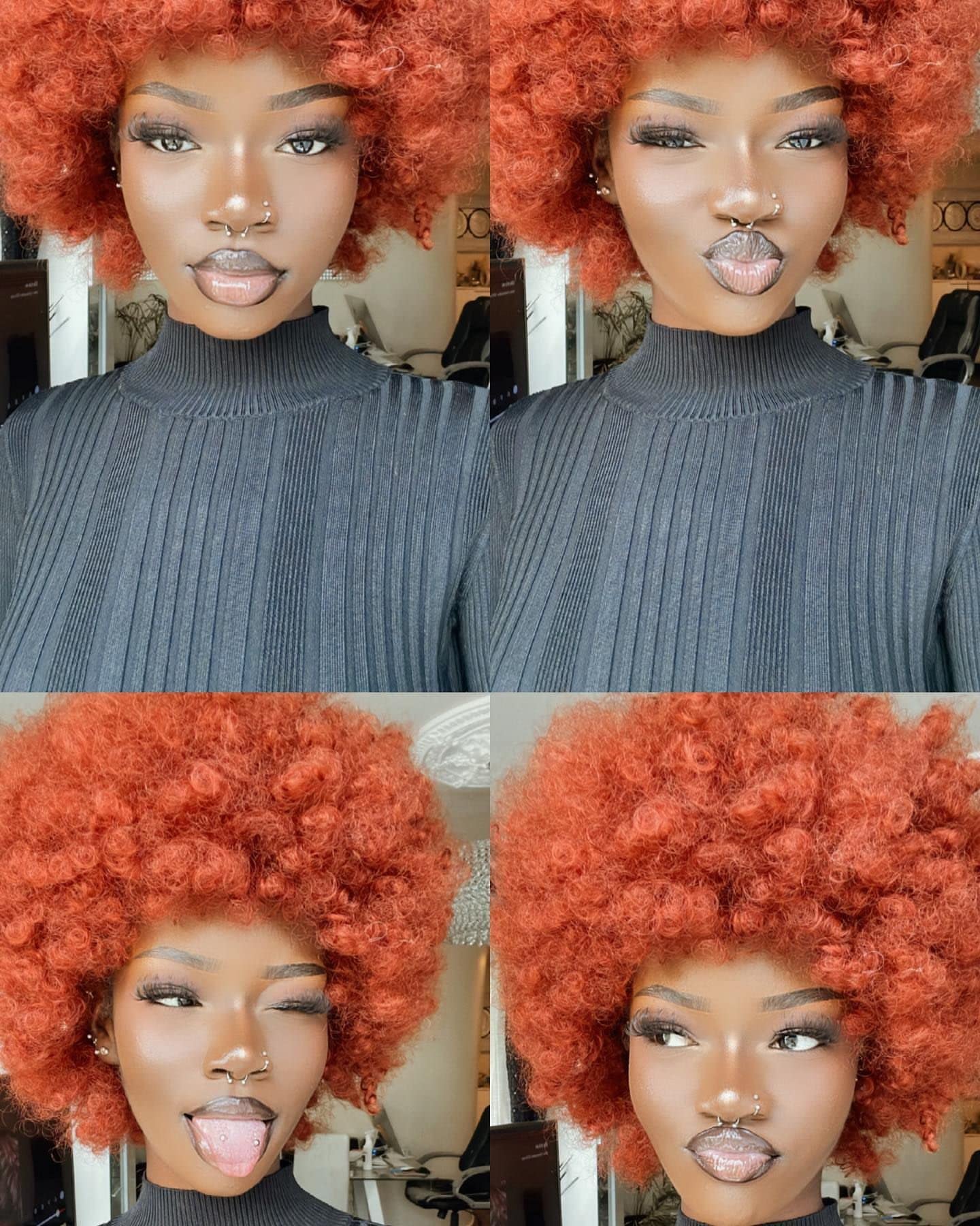 ANNISOUL Afro Wigs for Black Women Short Curly Afro Kinky Wig 70s Bouncy Huge Fluffy Puff Wigs Premium Synthetic for Cosplay and Daily