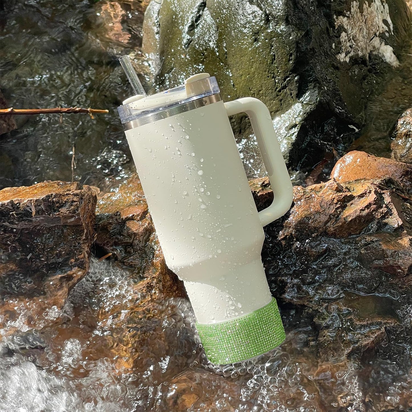 WORBSS Diamond Glitter Silicone Boot for Stanley Cup 40oz Tumbler & Simple Modern 30-40oz Trek Tumbler Accessories for 2.8-2.9 inch Trapezoidal Cylinder Base Water Bottles Bottom Anti-Slip Sleeve
