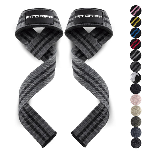 Fitgriff® Lifting Wrist Straps for Weightlifting, Gym, Deadlift, Workout (Made of Premium Cotton & Padded) - Men & Women (Standard, Grey)