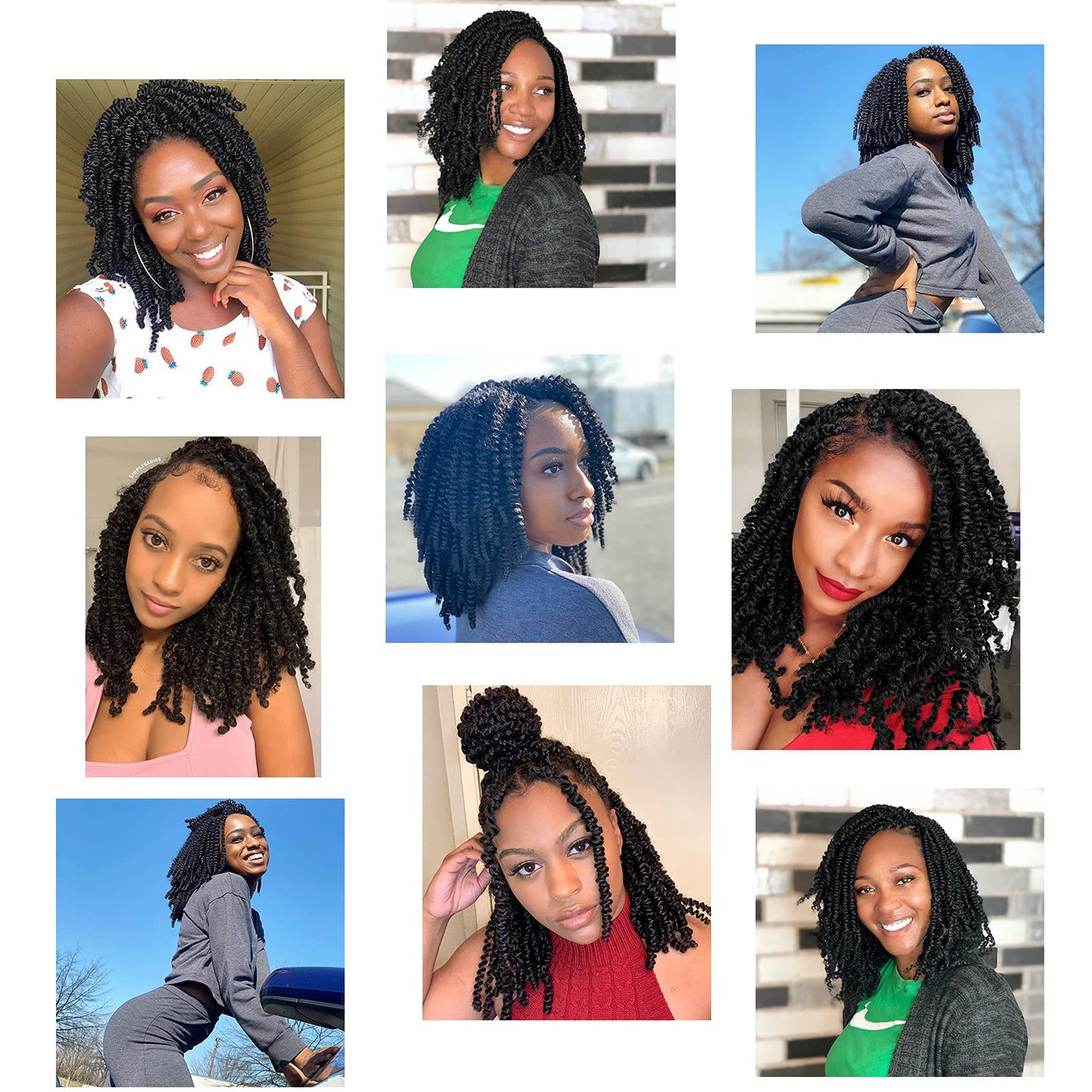 7 Packs Spring Twist Hair 8 Inch Fluffy Spring Twist Crochet Braiding Hair Bomb Twist Spring Crochet Hair for Black Women Hair Extensions 15 Strands 55g/Pack(8 inch, 1B)
