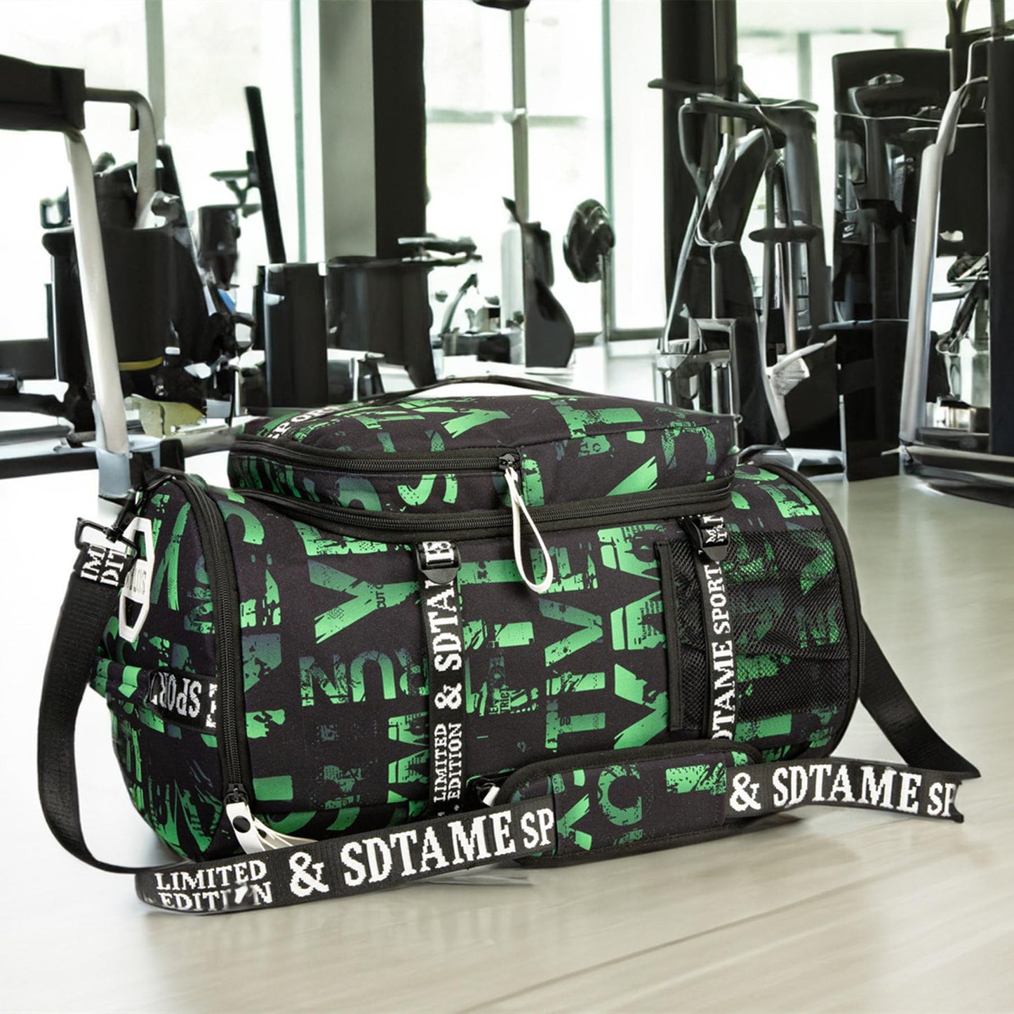 Gym Duffle Bag Backpack with Shoe Compartment,4 ways Travel Backpack for Women and Men,Multi-Functional Weekender bag with Waterproof Layer&Laptop Compartment for Fitness, Travel,Camping(Green)