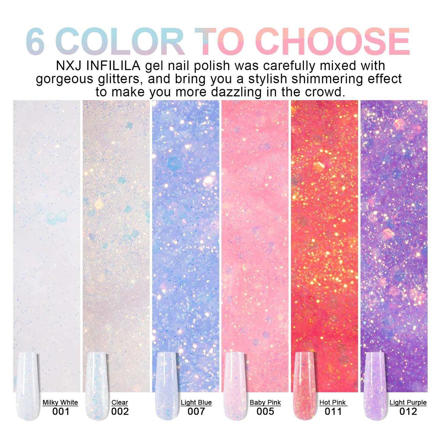 NXJ INFILILA Glitter Poly Nail Gel, Baby Pink Colors Poly Extension Gel Nail Enhancement, Thickening Glossy Builder Home DIY Salon Use for Girls UV/LED Nail Lamp Required P05