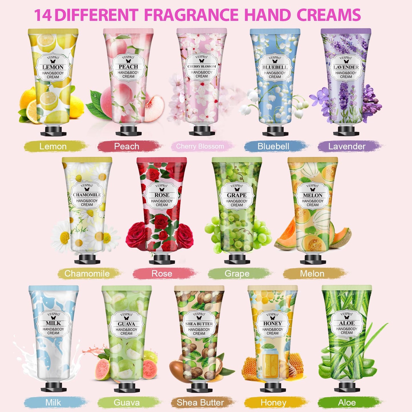 16 Pack Hand Cream Gifts Set, Easter Basket Stuffers, Mothers Day Gifts, Bulk Hand Lotion Travel Size for Dry Cracked Hands, Mini Hand Lotion for Teacher Appreciation Gifts with a Greeting Card