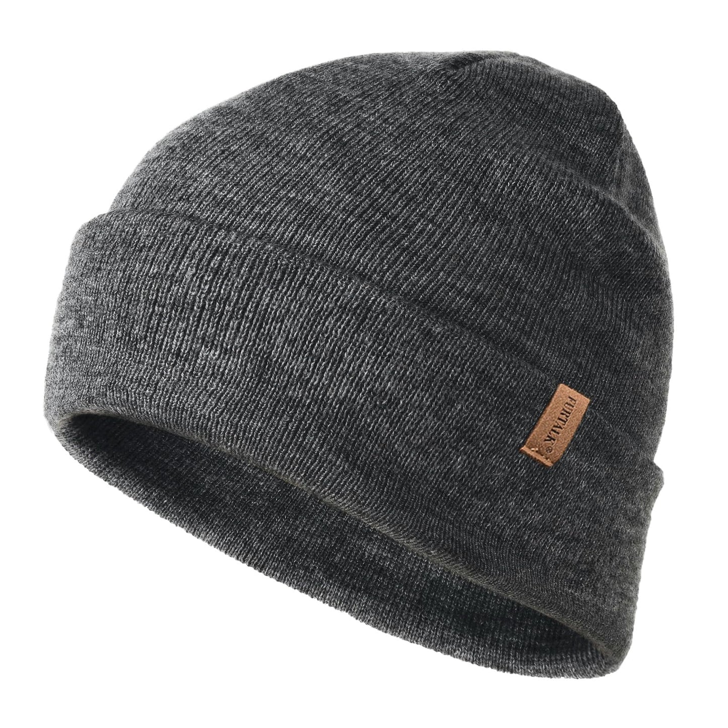 FURTALK Beanie for Men Women Cuffed Thick Knitted Unisex Winter Hat Beanies Skull Cap Grey
