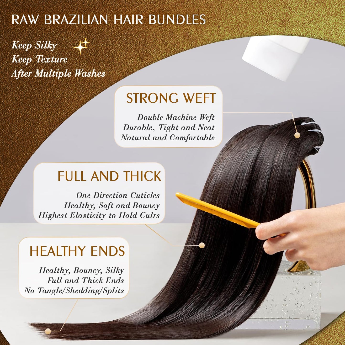 12A Virgin Human Hair Bundles 20 22 24 Inch Straight 100% Brazilian Bundles Human Hair Natural Black 3 Bundles Deals (20 22 24)