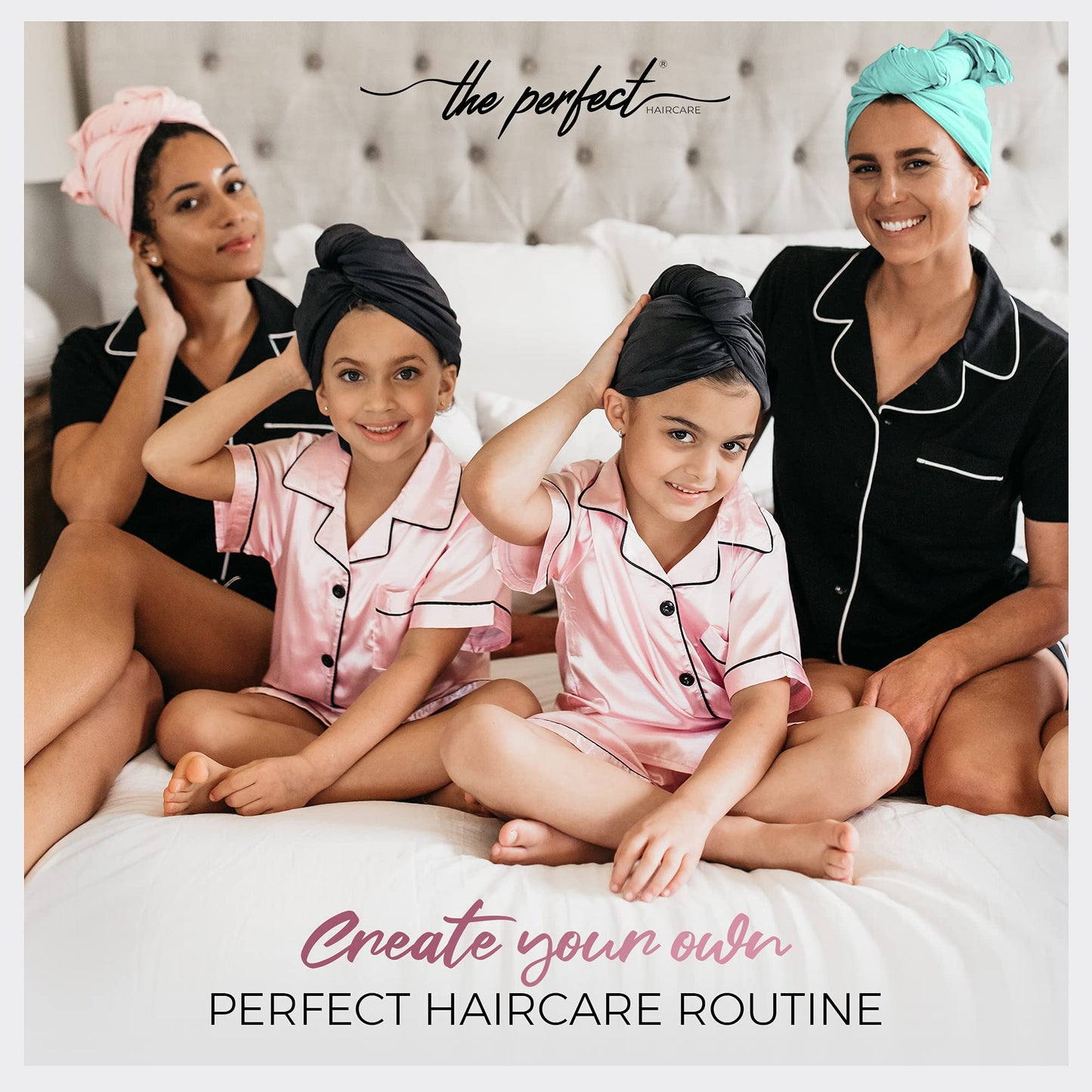 THE PERFECT HAIRCARE Microfiber Curly Hair Towel Wrap with Wet/Dry Brush - Fast Drying and Gentle Detangling for Women, Girls, Kids, Children - Great for Travel, Gifts and Hair Extensions