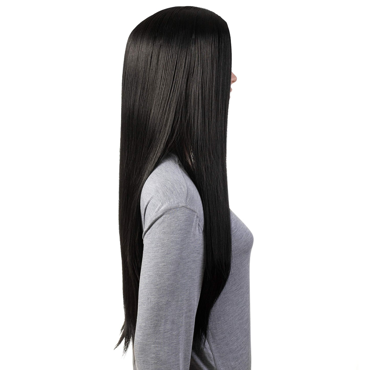 Onedor 30 Inches Long Straight Black Synthetic Hair Women Full Head Cosplay Wig with Wig Cap (1B - Off Black)