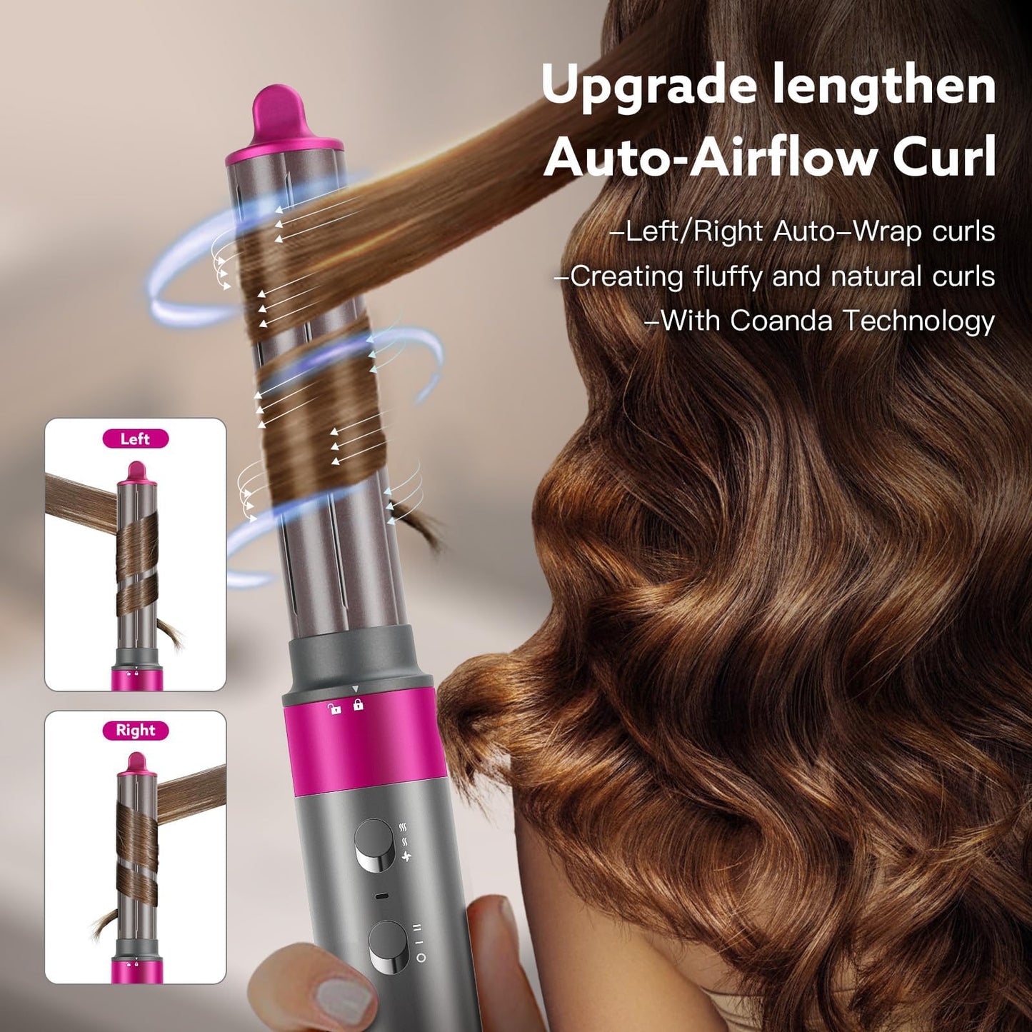 Hair Dryer Brush, webeauty 5 in 1 One Step Professional Hot Air Brush Set for Fast Drying, Curling Drying, Straightening Combing, Hair Styler [Ceramic Coating] [Negative Ion] 110000 RPM (Red)