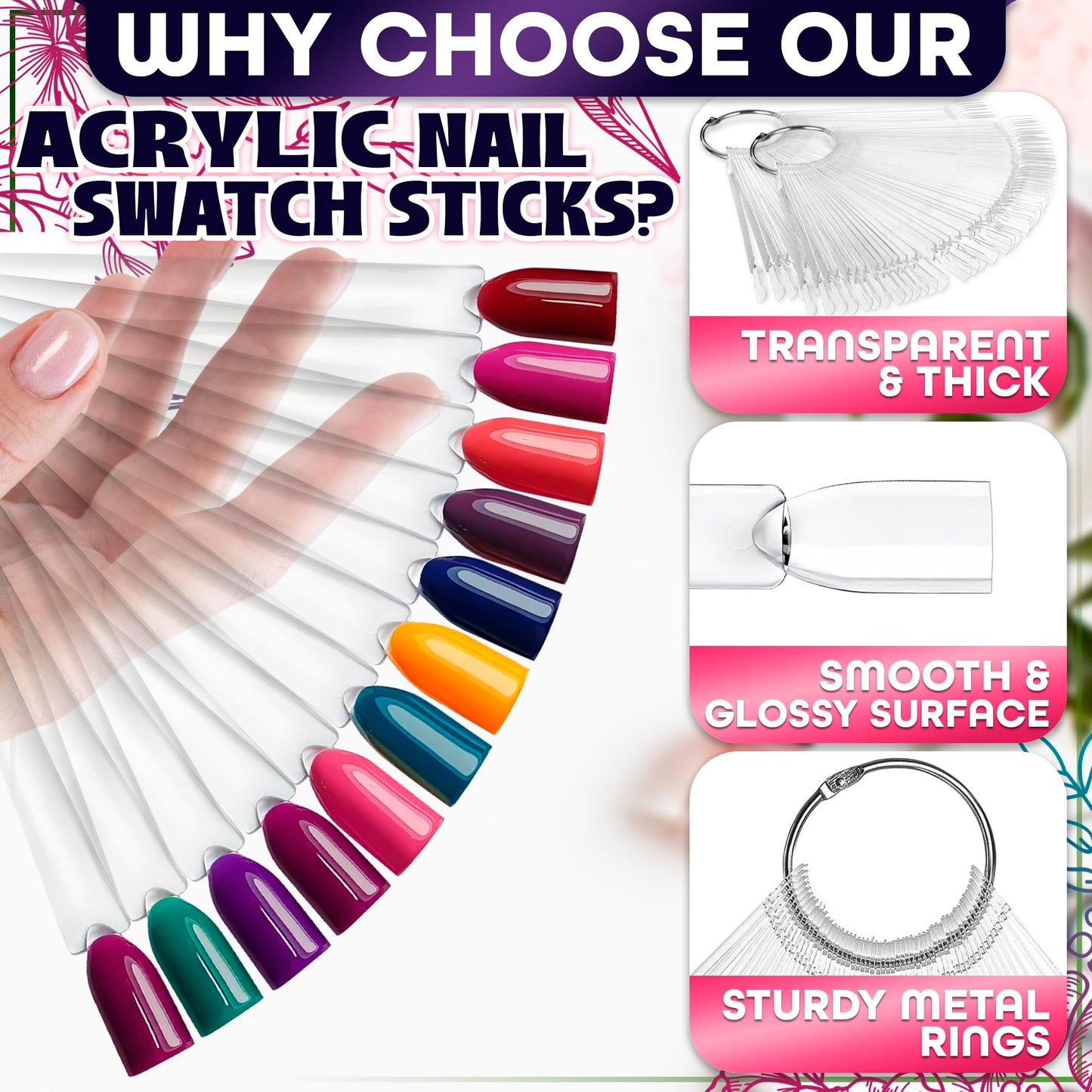 100Pcs Nail Swatch Templates for Acrylic Nails - Gel Nail Display Tips Nail Polish Swatch Templates Plastic Nail Tips Acrylic Nail Display Nail Tools - Nail Equipment Clear Nail Tips for Acrylic Nails