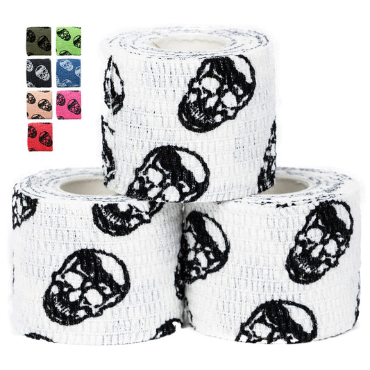 Gymreapers Hook Grip Weightlifting Tape (3 Pack) Premium Adhesive Thumb Skull Tape for Finger Protection, Powerlifting, Exercise & Cross Training - Athletic Sweat Proof Tape