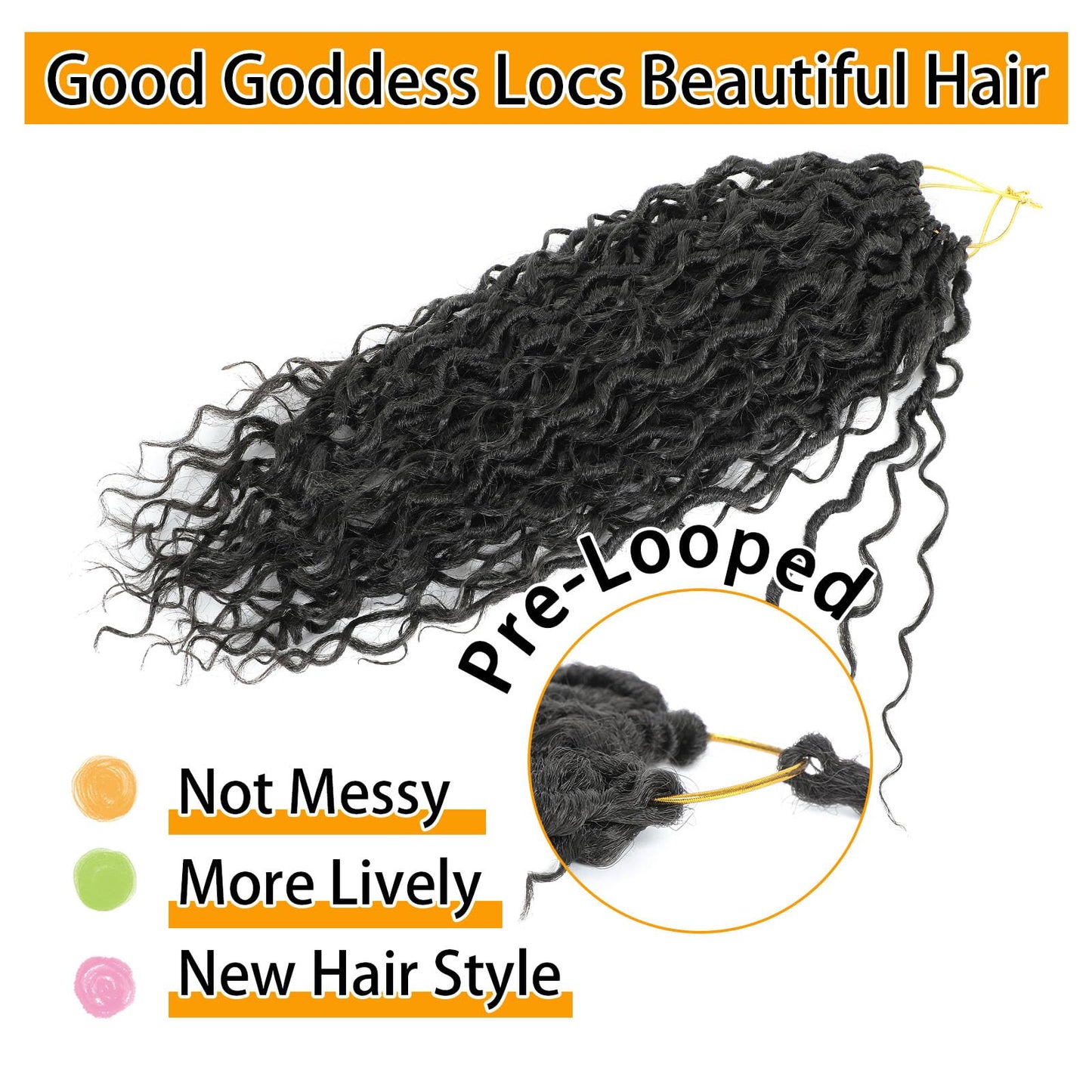 Col Bling Goddess Locs Crochet Hair 14 Inch 8 Packs Faux Locs Crochet Hair for Women Pre Looped Crochet Boho Goddess Faux Locs Crotchet Hair with Curly Ends #2