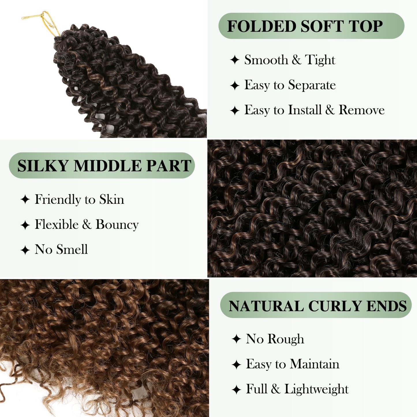 WIGER Kinky Curly Braiding Hair Marlybob Crochet Hair Ombre Brown Jerry Curly Passion Twist Hair 18 Inches Long Curly Crochet Braids for Women Synthetic Kinky Twisted Hair Extensions (6 Packs, 1B/30)