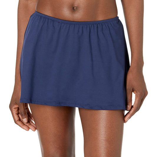 24th & Ocean Women's Standard Skirted Hipster Bikini Swimsuit Bottom, Midnight//Solid, XL