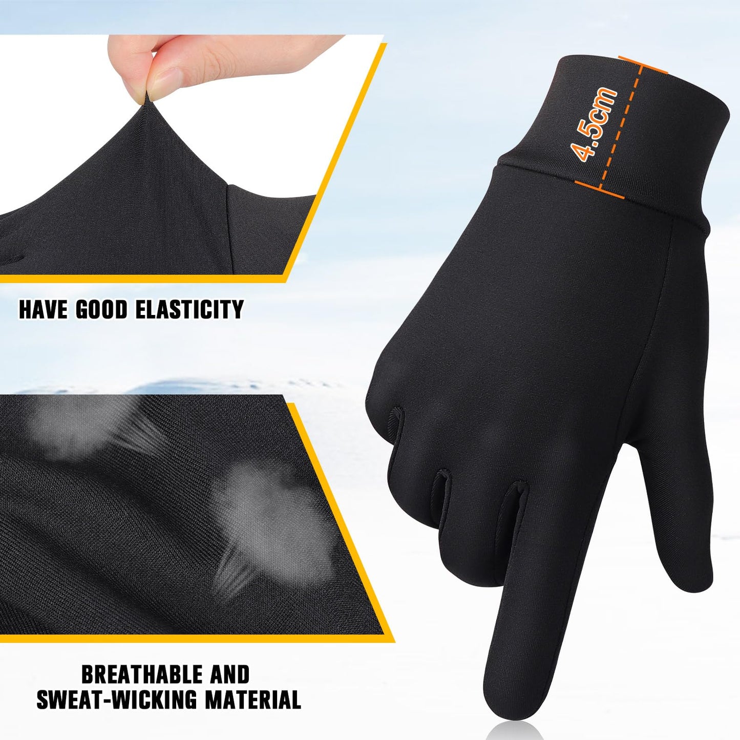 GXCROR Running Gloves Touchscreen Anti-Slip Gloves Lightweight Fleece Sports Gloves Warm Windproof Winter Glove Liner for Men and Women Outdoor