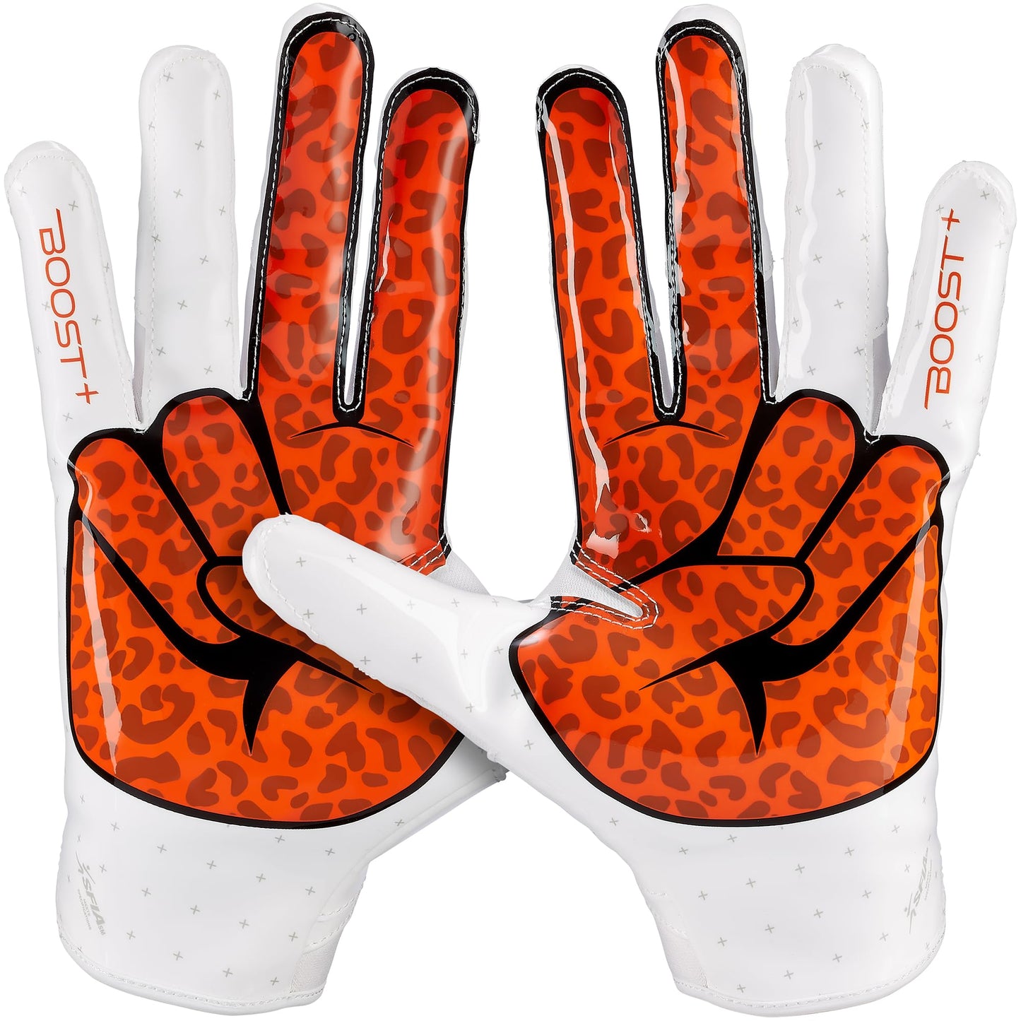 Grip Boost Youth Football Gloves Peace Stealth 6.0 Boost Plus Technology Kids Receiver Gloves - Youth Sizes (White/Orange, Youth Medium)