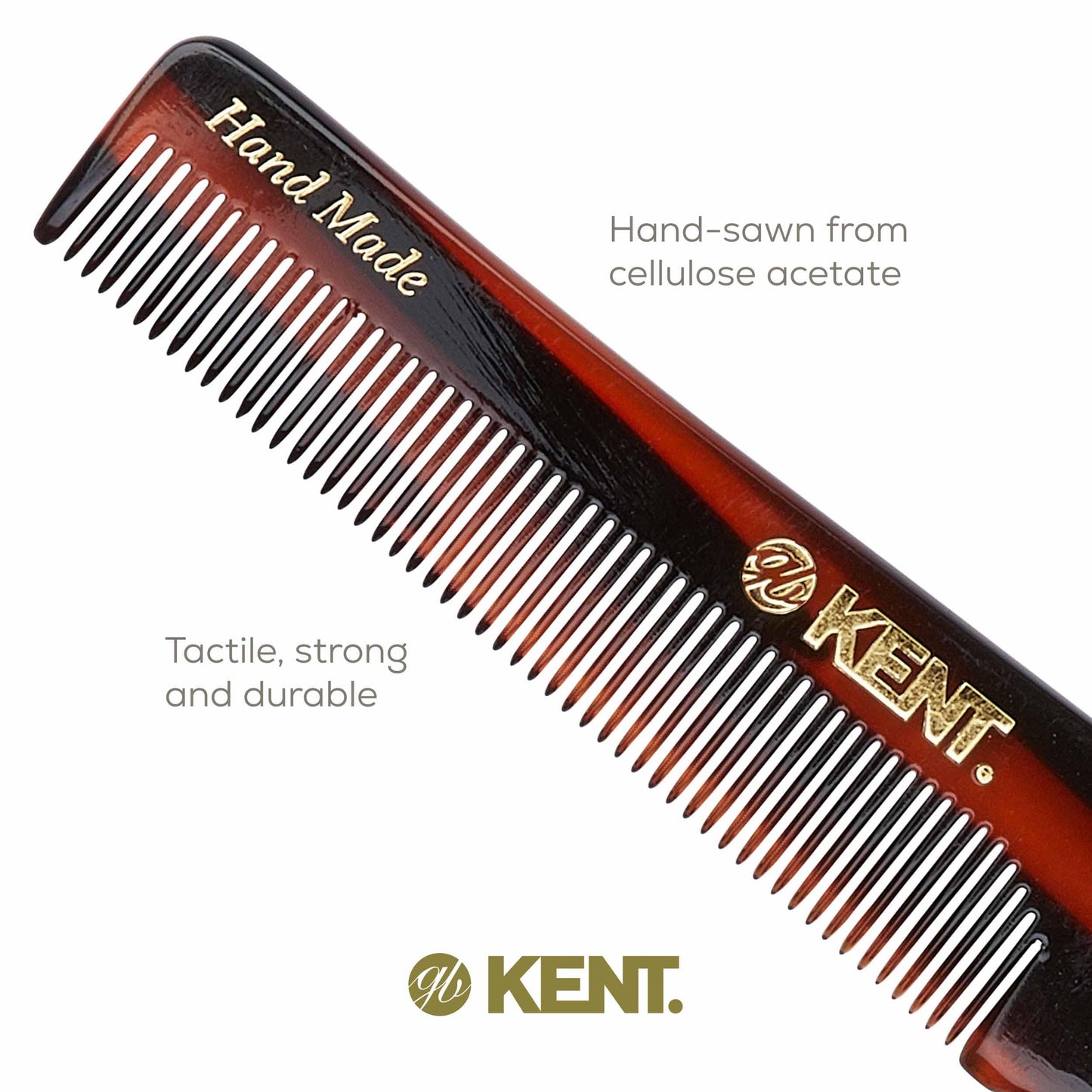 Kent R18T Handmade All Fine Tooth Pocket Comb for Men, Hair Comb Straightener for Everyday Grooming Styling Hair, Mustache and Beard, Use Dry or with Balms, Saw Cut and Hand Polished, Made in England
