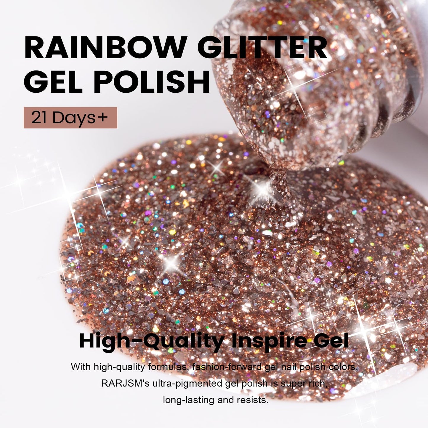 RARJSM Pink Glitter Gel Nail Polish Metallic Pink Diamond Gel Polish Sparkly Chunky Iridescent Rainbow Platinum Pigments Nail Gel Polish Soak off Led UV Curing Required for Nail Art Salon Manicure