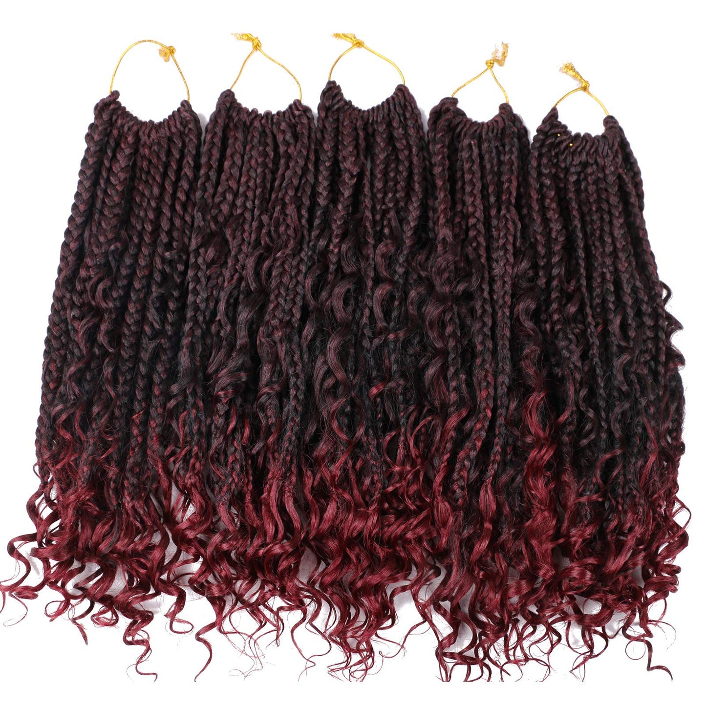 12 Inch Crochet Box Braids Curly Ends 8 Pack Goddess Box Braids Crochet Hair,Boho Box Braids Crochet Hair Pre Looped,Bohomian Box Braids Synthetic Braiding Hair Extensions for Black Women T118