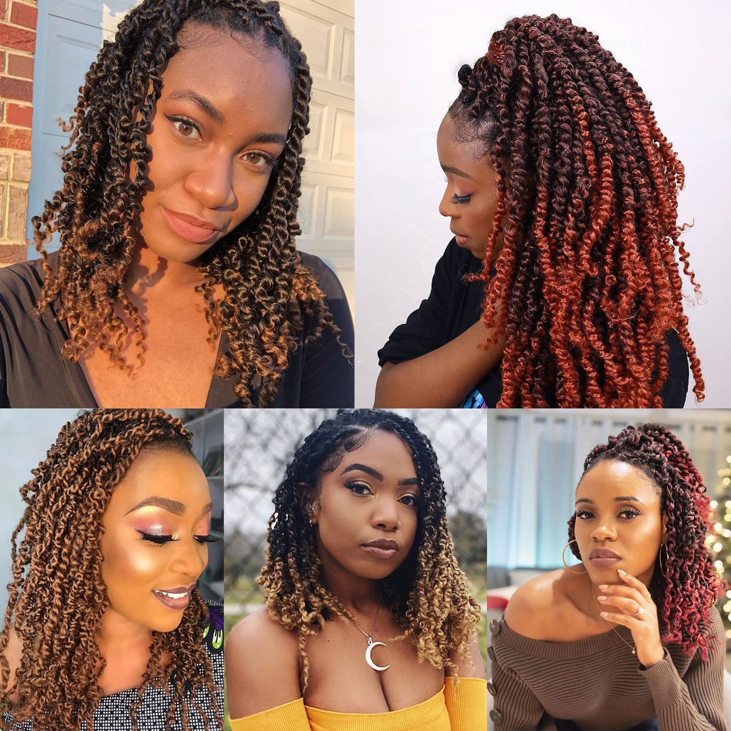 Leeven Crochet Hair for Women 14 Inch Pre Twisted Passion Twist Hair 8 Packs Ombre Brown Pre Looped Bomb Crochet Passion Twists Short Bohemian Braids Synthetic Hair Extensions #T30