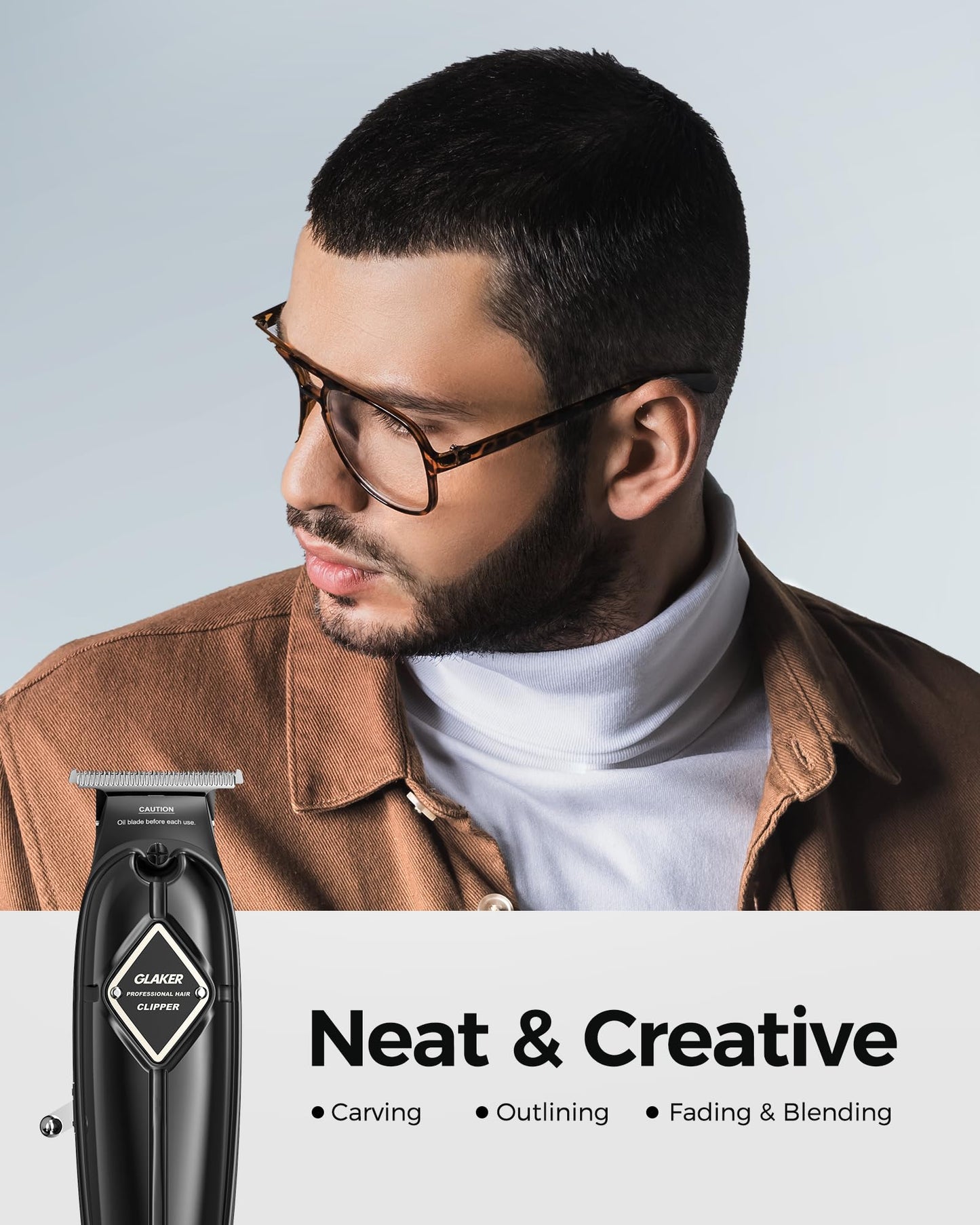 GLAKER Hair Clippers for Men Professional - Cordless Clippers and Trimmers Set, Complete Barber Kit for Hair Trimming & Beard Grooming, Mens Haircutting Kits for Blending & Fade Cuts