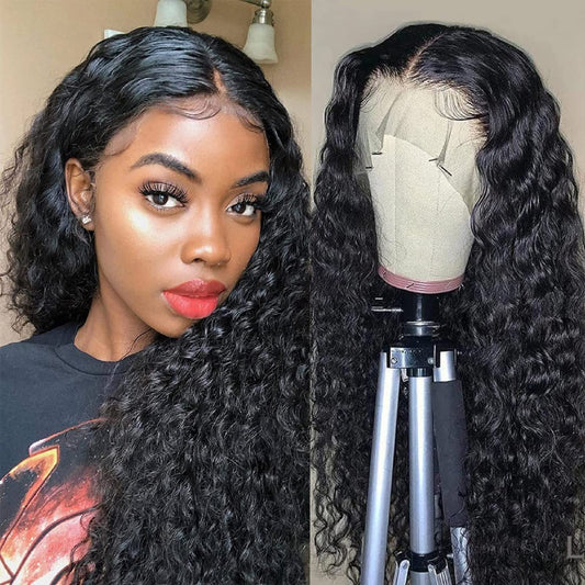 13x4 Lace Front Wigs Human Hair Lace Frontal Wigs Human Hair Deep Curly Human Hair Wig For Women Deep Wave Lace Frontal Wigs Human Hair 200% Density HD Transparent Pre Plucked (B-deep-13x4, 24inch)