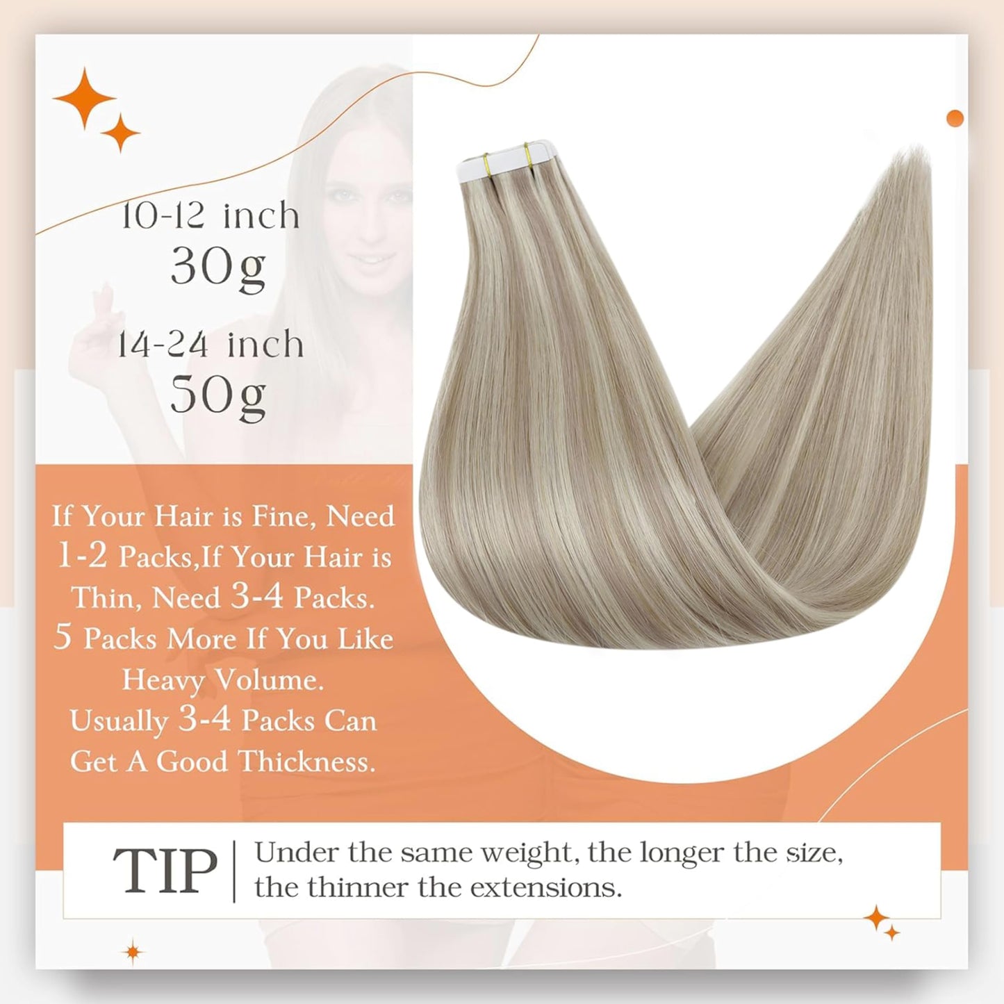 Full Shine Tape in Hair Extensions 12 Inch Remy Tape Hair Extensions 20pcs 30g Highlight Color 18 Ash Blonde And 613 Blonde Extensions for White Women Glue on Hair for Short Hair Extensions