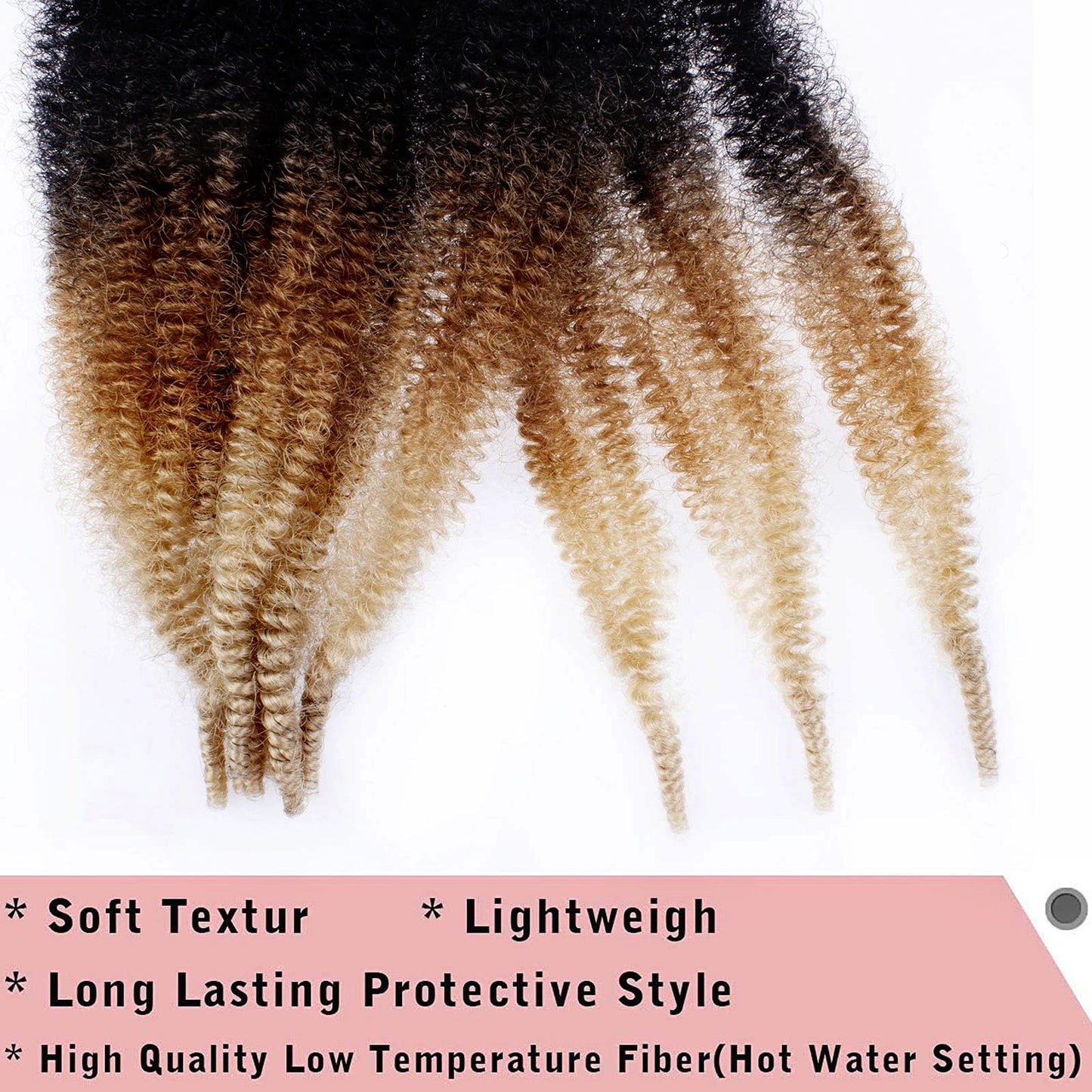 8 Packs Pre-Separated Springy Afro Twist Hair 20 Inch 3 Tones Spring Twist Hair For Distressed Soft Locs Marley Twist Braiding Hair Synthetic Hair Extension For Black Women (8 Strands/Pack,1B27613#)