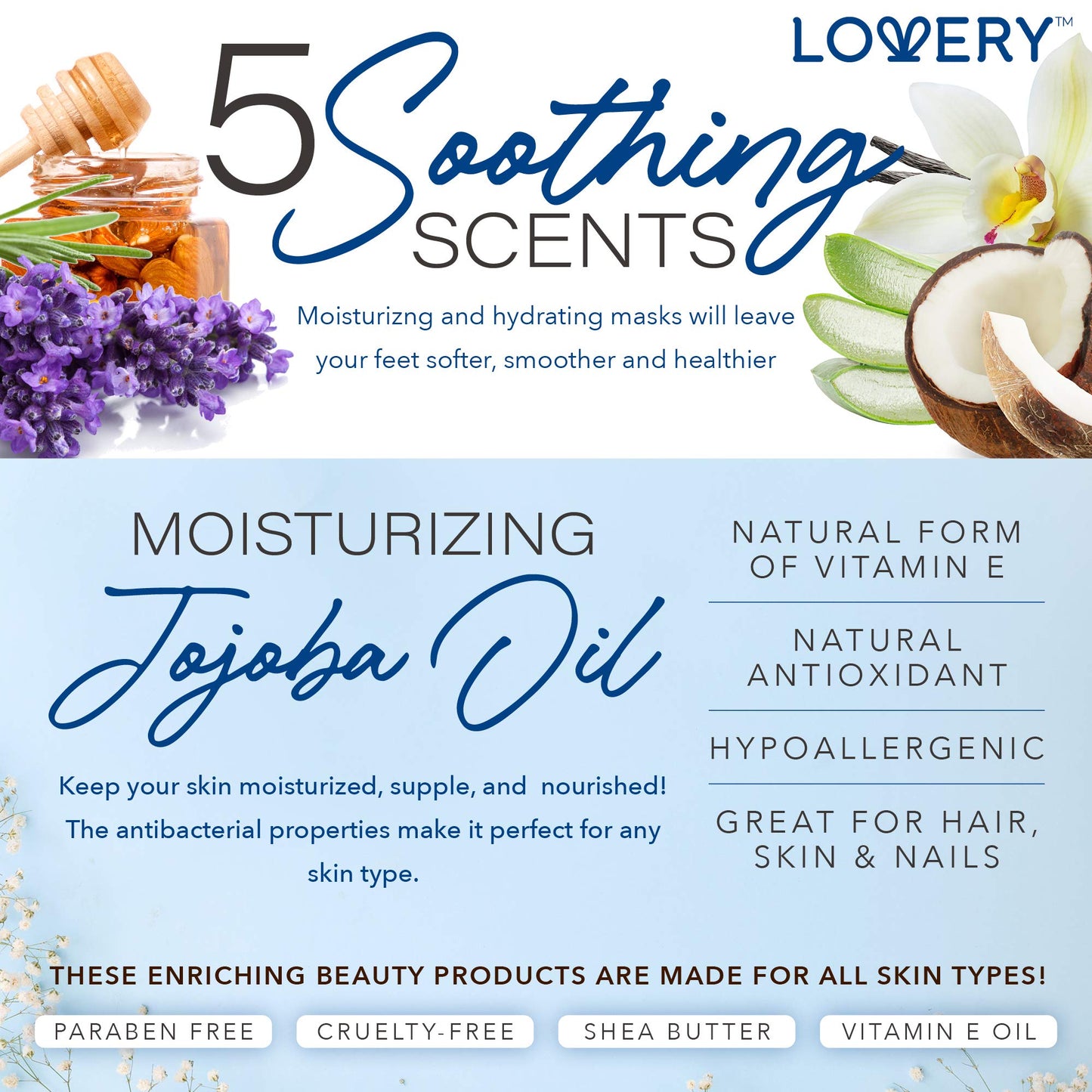 Mothers Day Gifts Deep Conditioning Hand Mask, 5 Pack, Coconut, Aloe, Honey Almond, Lavender, Vanilla, Made with Vitamin E, Shea Butter & Jojoba Oil, Gifts for Women Birthday, Gift for Mom Best Friend