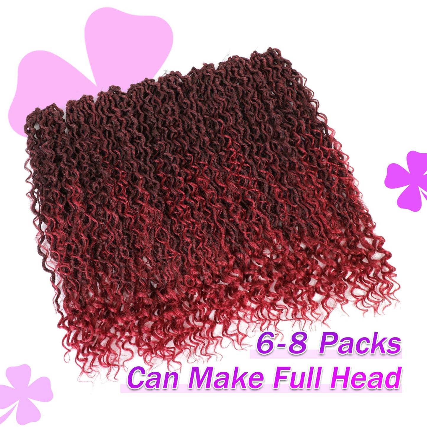 Goddess Locs Crochet Hair 8Packs River Faux Locs Crochet Hair for Black Women Pre Looped Synthetic Deep Curly Hairstyle (22in Tbug)