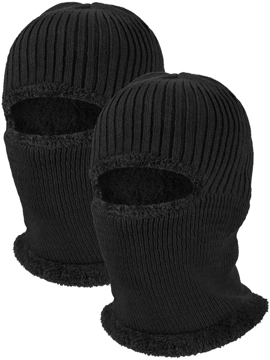 2 Pieces Winter Face Mask Ski Masks Warm Knitted Balaclava for Men Women Fleece Windproof Face Cover for Outdoor Sports (Black, Black)
