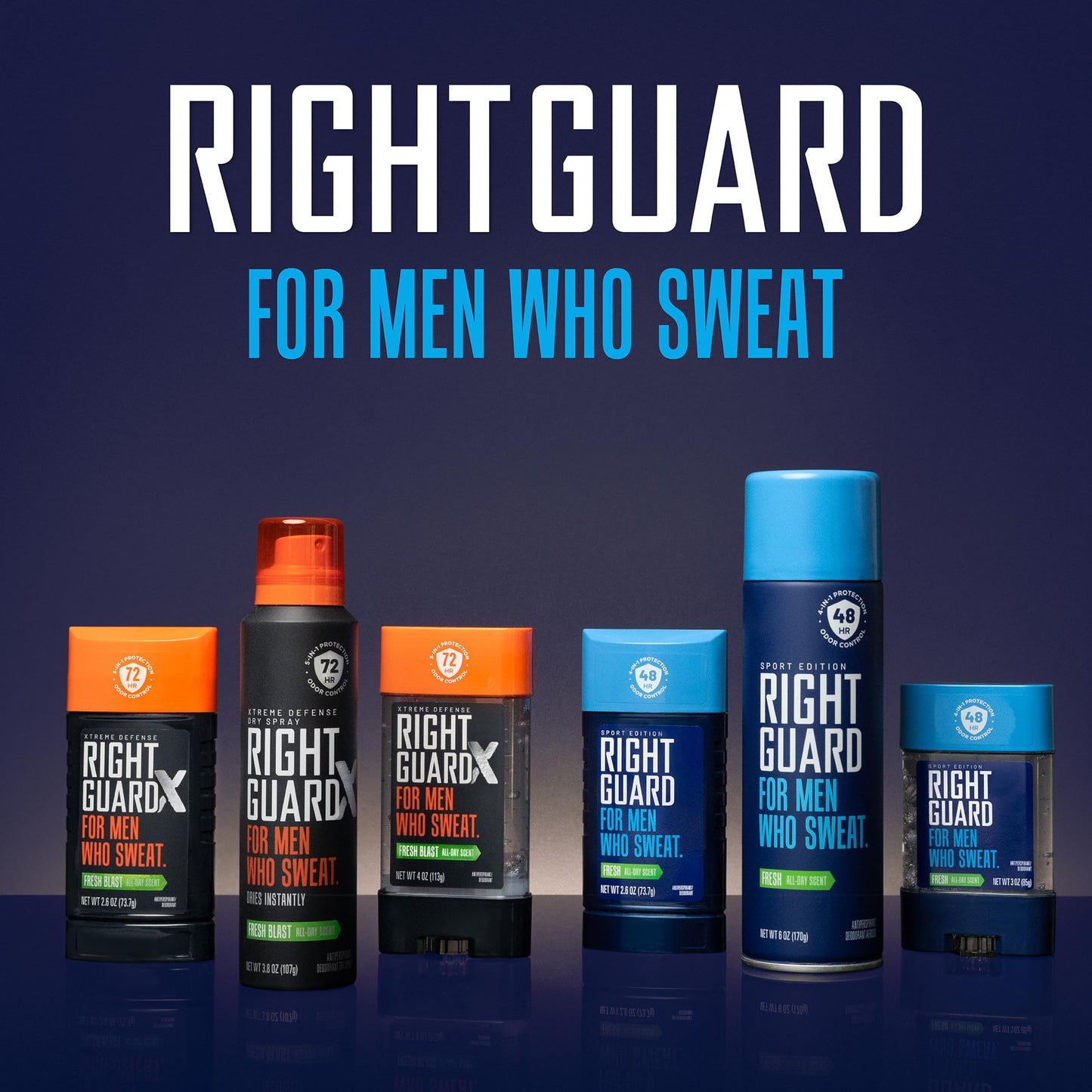Right Guard Sport Antiperspirant & Deodorant Spray | 4-in-1 Protection Spray Deodorant For Men | Blocks Sweat | 48-Hour Odor Control | Powder Dry Scent, 6 oz. (3 count)
