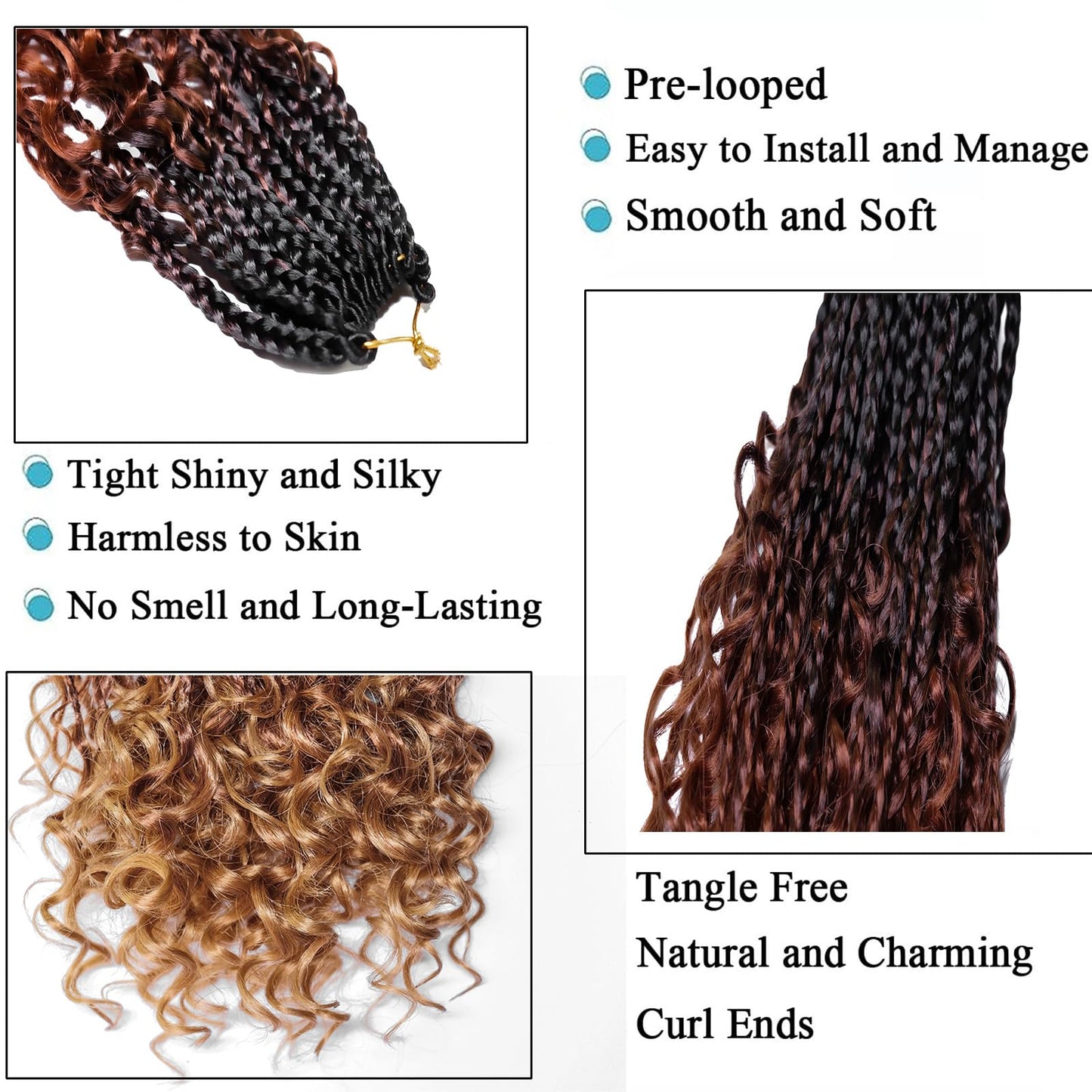 Goddess Box Braids Crochet Hair With Curly Ends 8 Packs-12 Inch Crochet Hair for Black Women Bohomian Crochet Box Braids (1b/30/27, 12inch)
