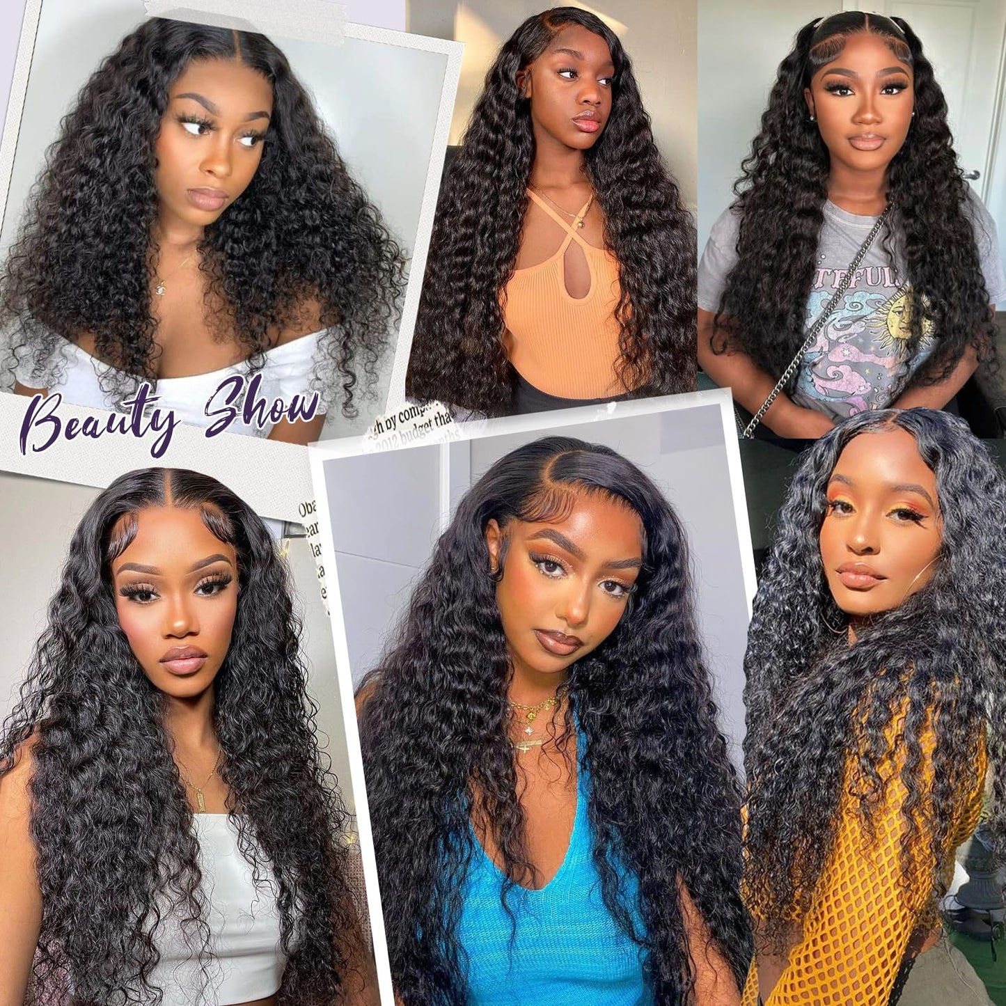 20 22 24 Inch Deep Wave Human Hair 3 Bundles 100% Unprocessed 12A Brazilian Virgin Human Hair Bundles Double Weft Deep Curly Weave Bundles Water Wave Bundles Natural Color
